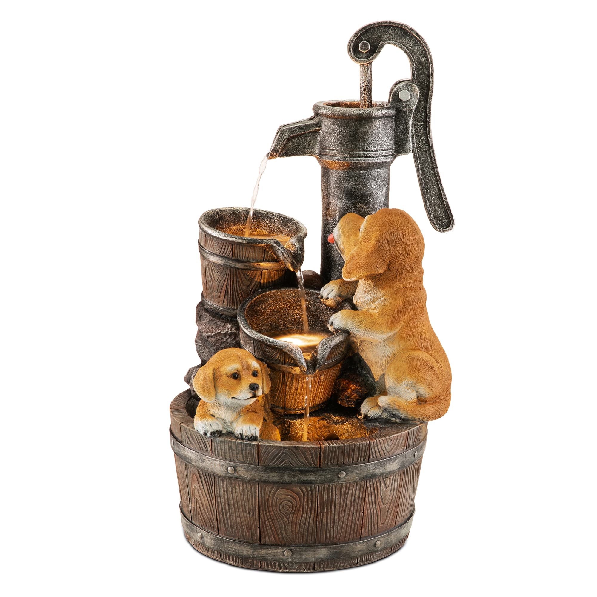 Glitzhome® 23.75" LED Dog Playing Outdoor Fountain