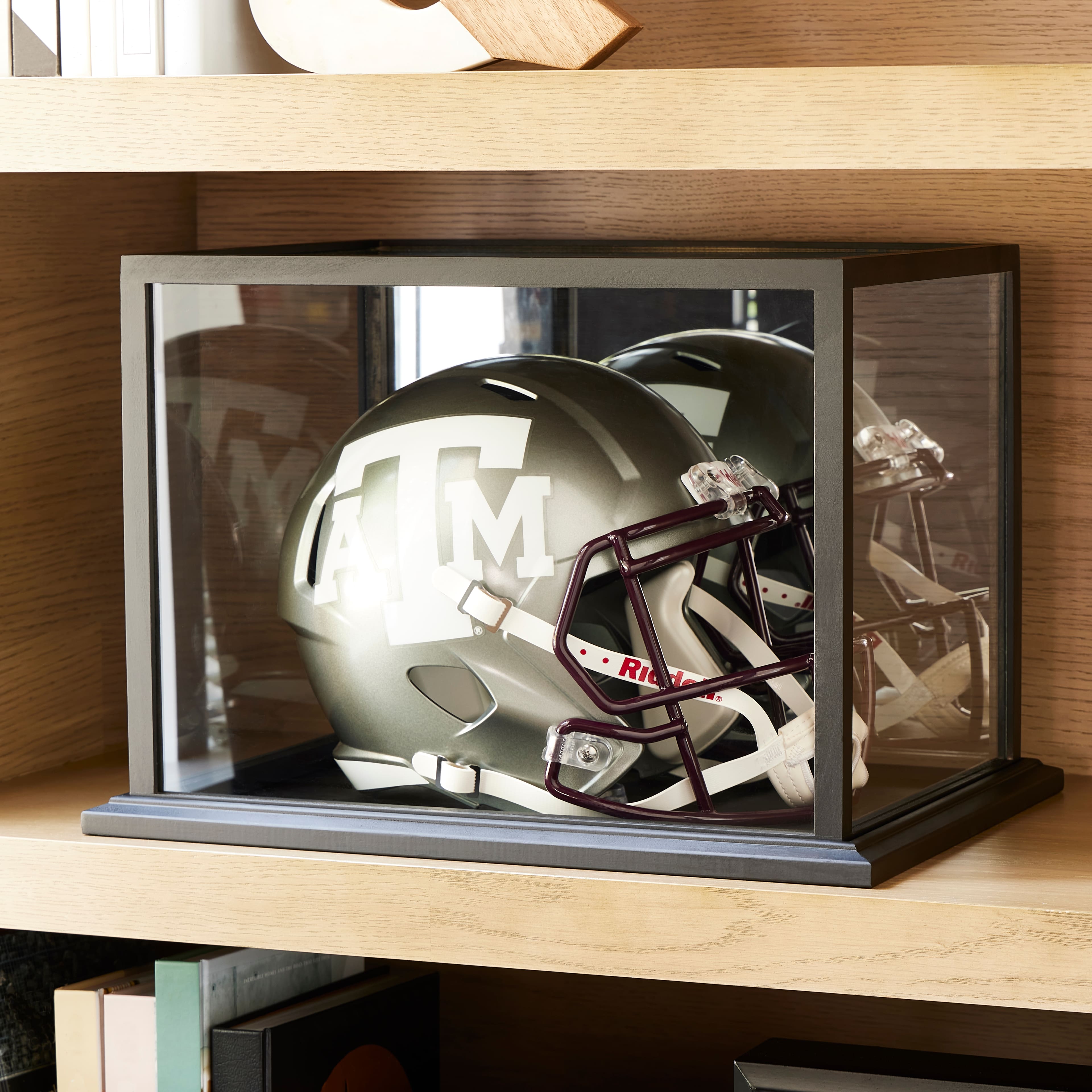 Black Football Helmet Display Case with Mirror Back by Studio Décor®