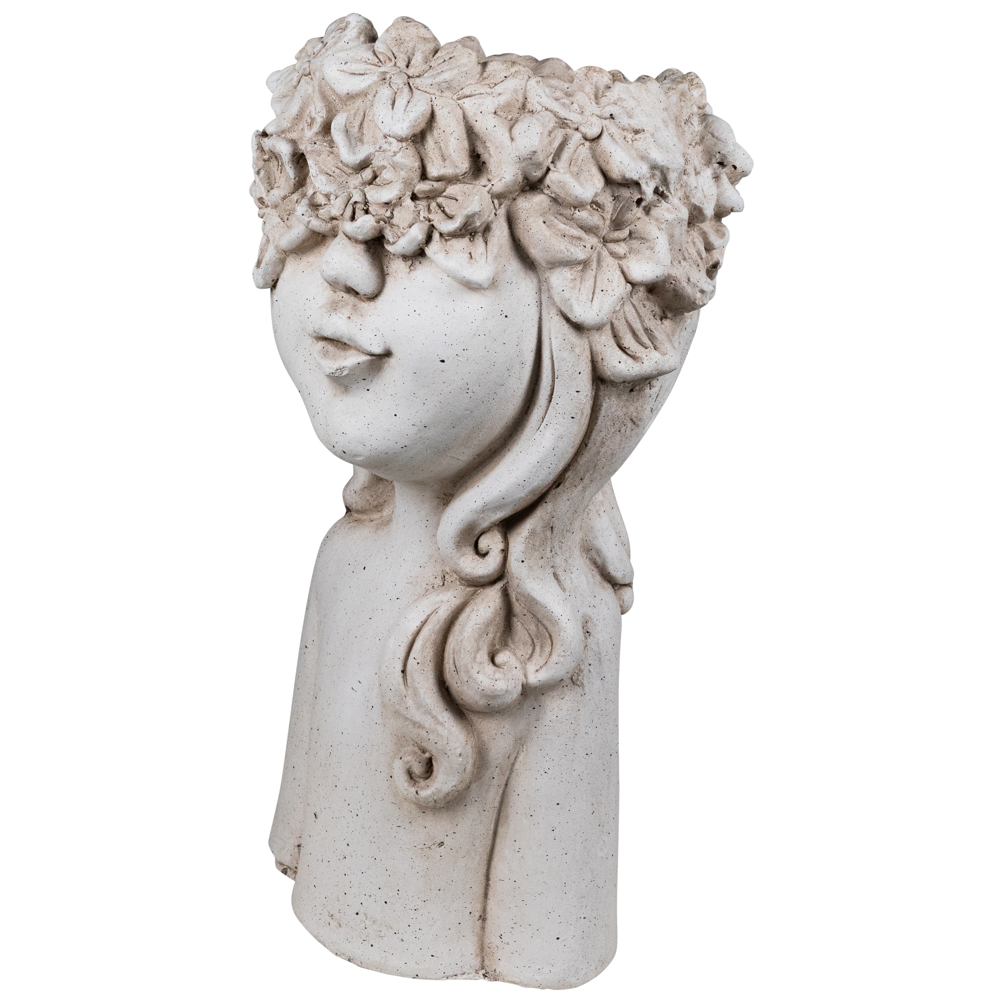 Lady Head with Flowers Outdoor Garden Planter - 16.5"