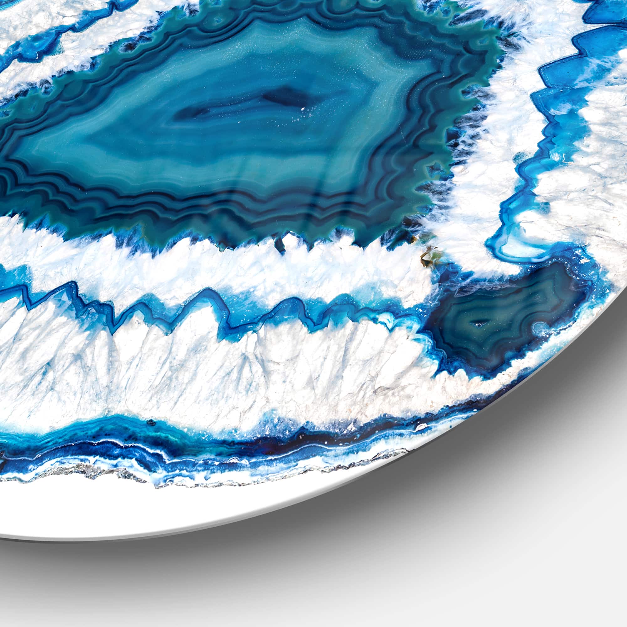 Designart - Blue Agate Crystal' Disc Abstract Metal Circle Wall Art Print
