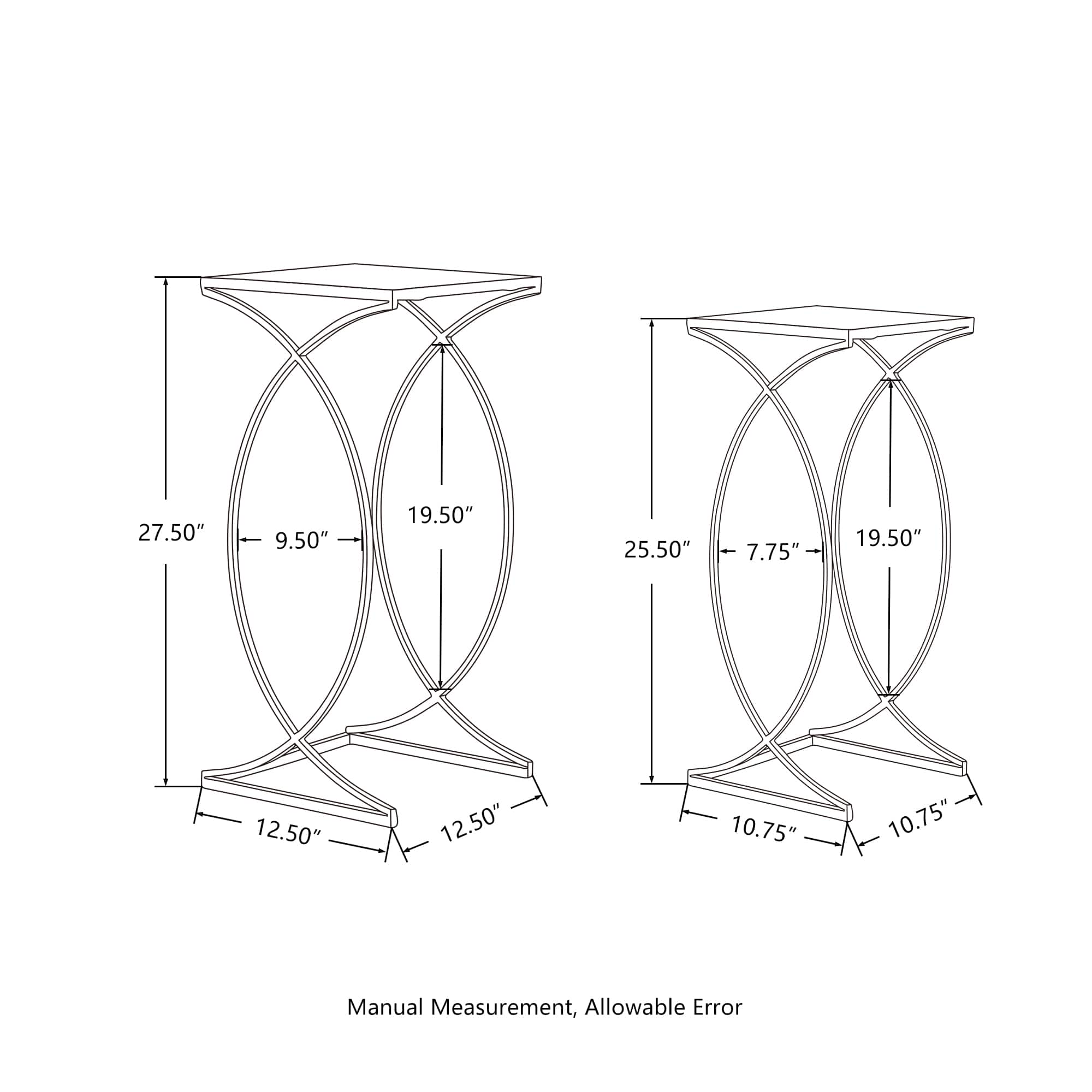 Glitzhome® Metal Tall Accent Table with Glass Top Set