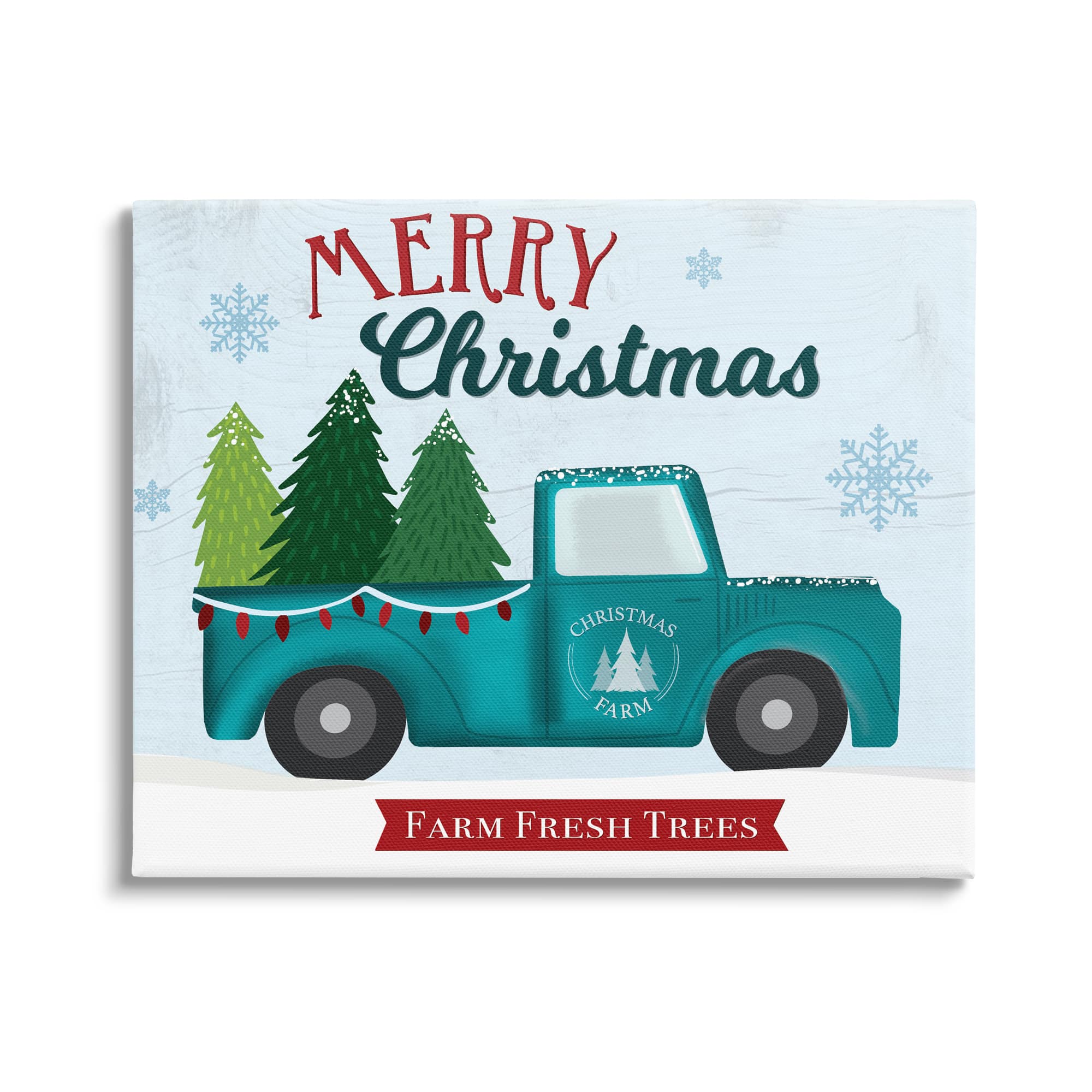 Stupell Industries Merry Christmas Farm Fresh Trees Sign Canvas Wall Art in Blue | 30" x 40" | Michaels&reg;