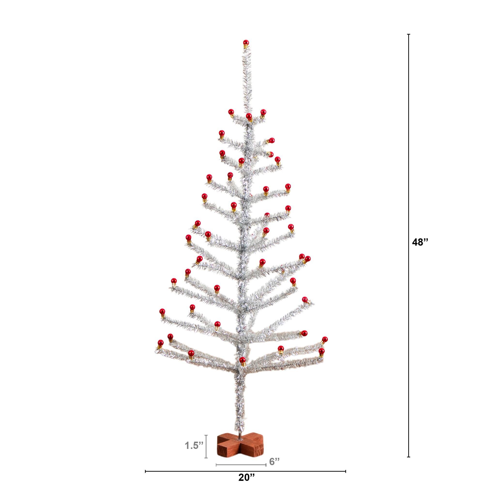 4ft. Unlit Retro Silver Tinsel Artificial Christmas Tree