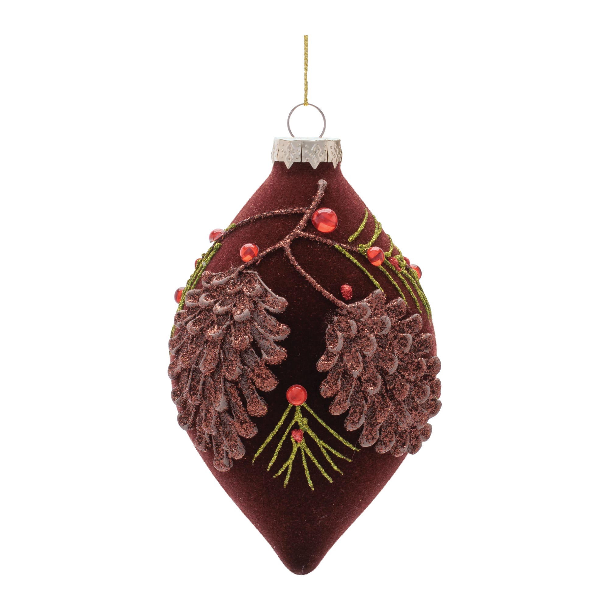 Melrose Brown Ball & Finial Glass Ornament Set