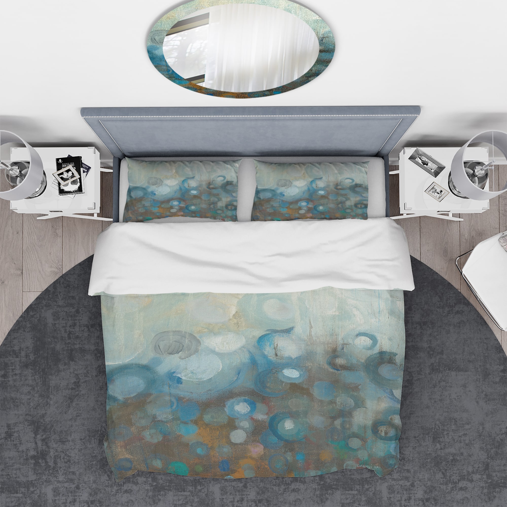 Designart 'Blue and Bronze Dots on Glass I' Geometric Bedding Set