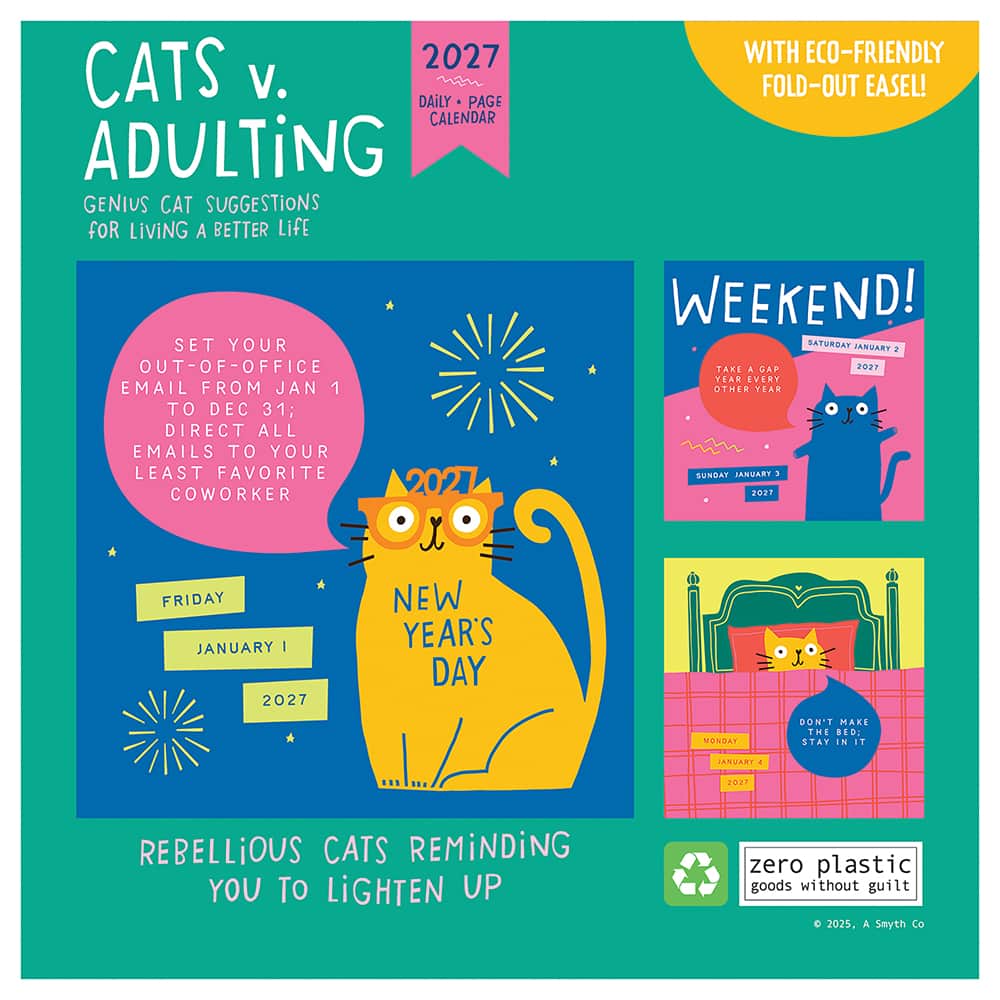 2027 Cats vs Adulting by Amy Smyth Daily Desktop Calendar