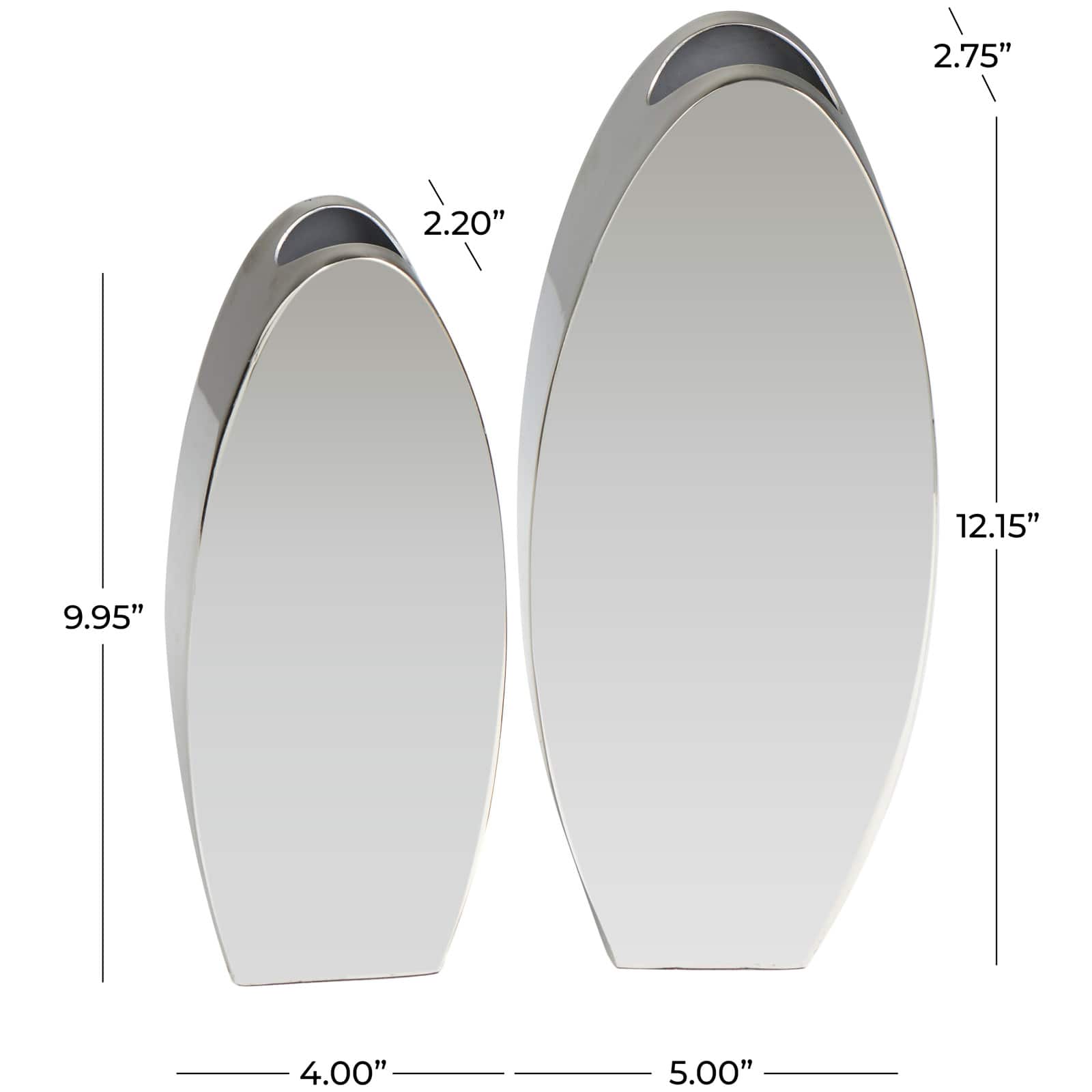 Silver Stainless Steel Vase with a Sleek Mirror Finish Set