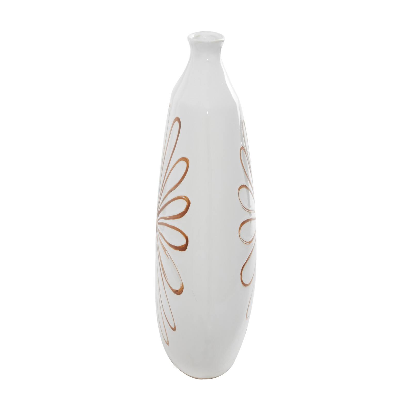 18" White Ceramic Handmade Daisy Floral Vase