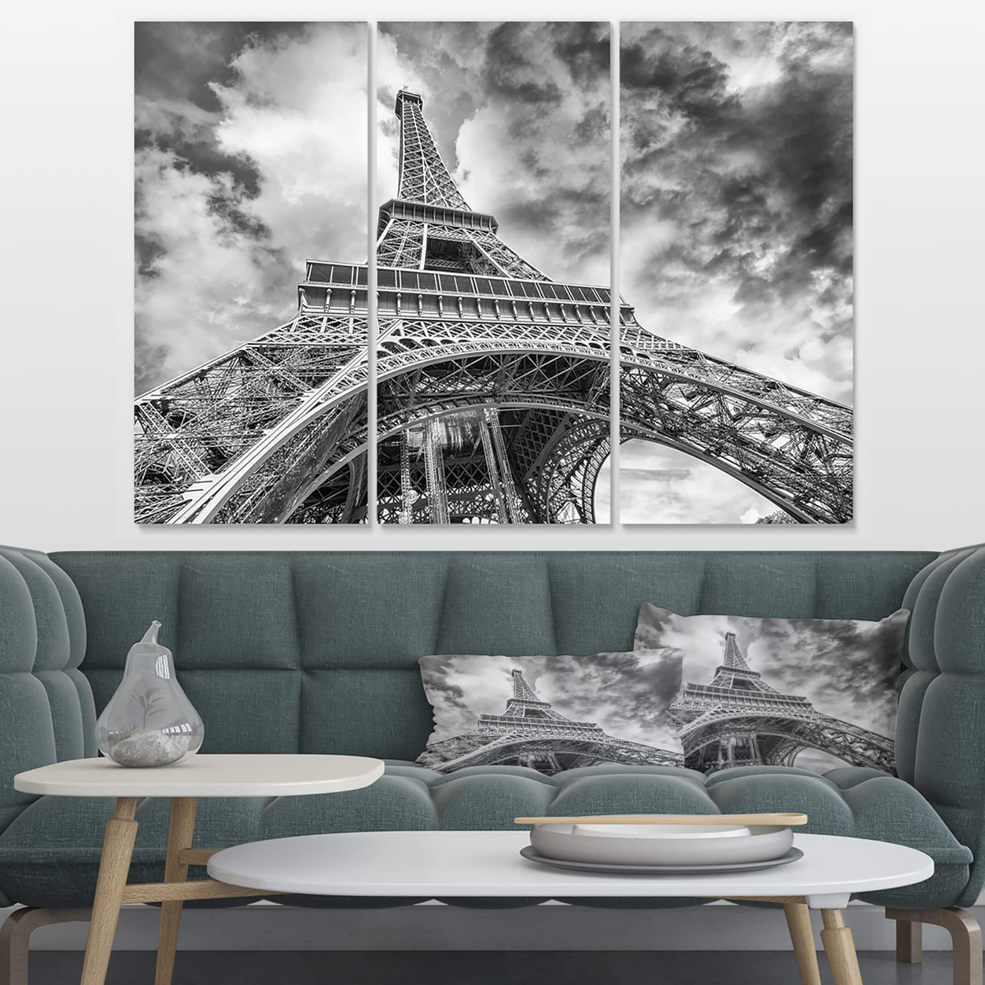 Designart - Black and White View of Paris Paris Eiffel Tower - Cityscape Canvas Print