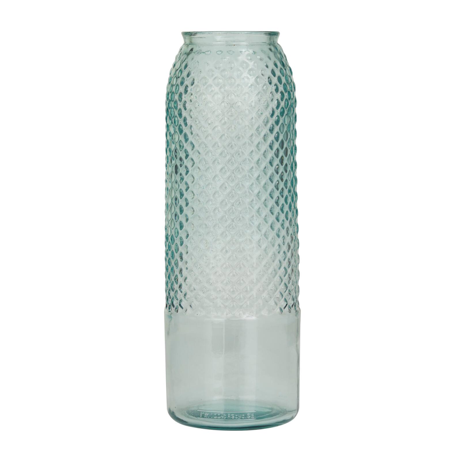 Blue Recycled Glass Handmade Spanish Vase 6" x 6" x 17"