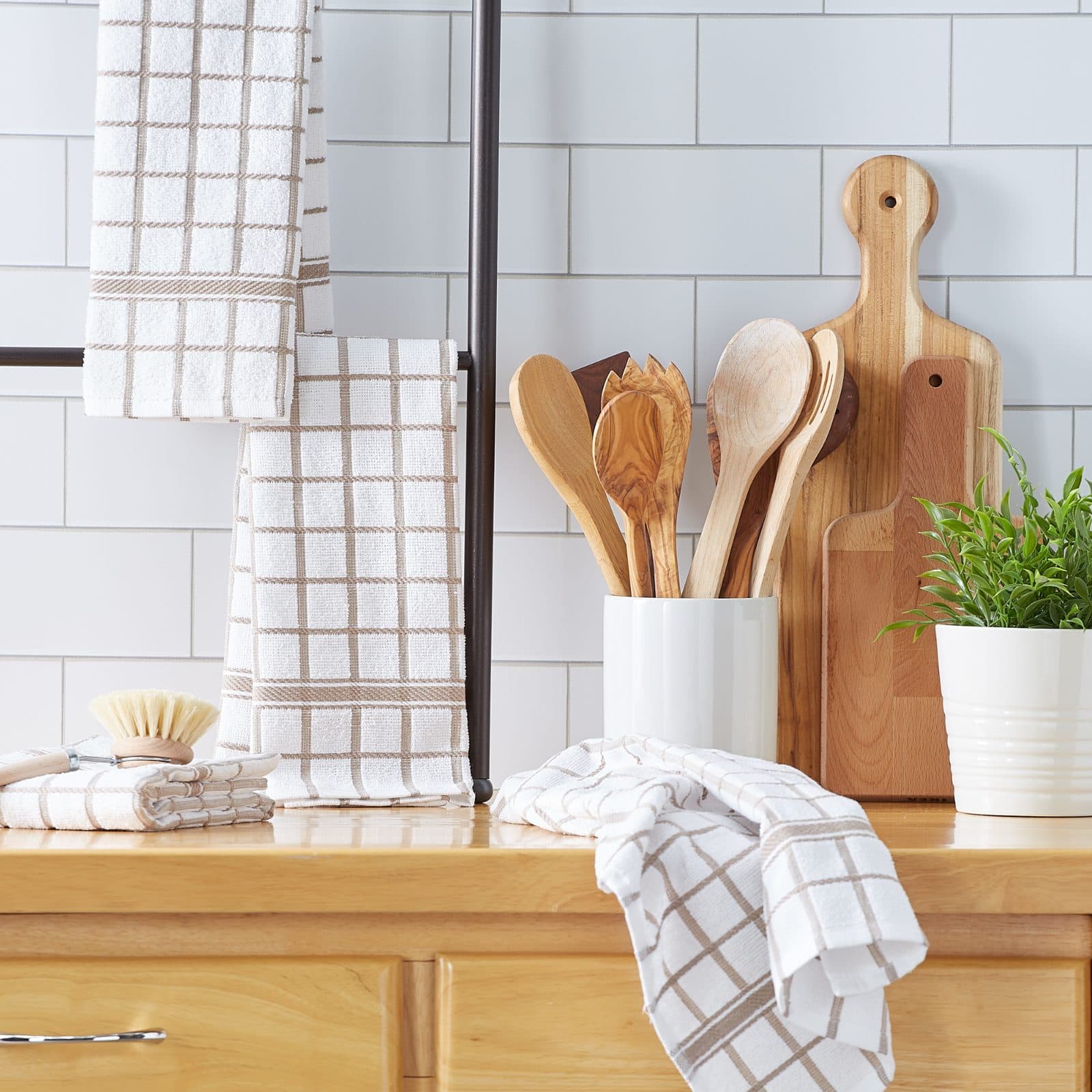 DII® Stone Windowpane Terry Dishtowels, 4ct.