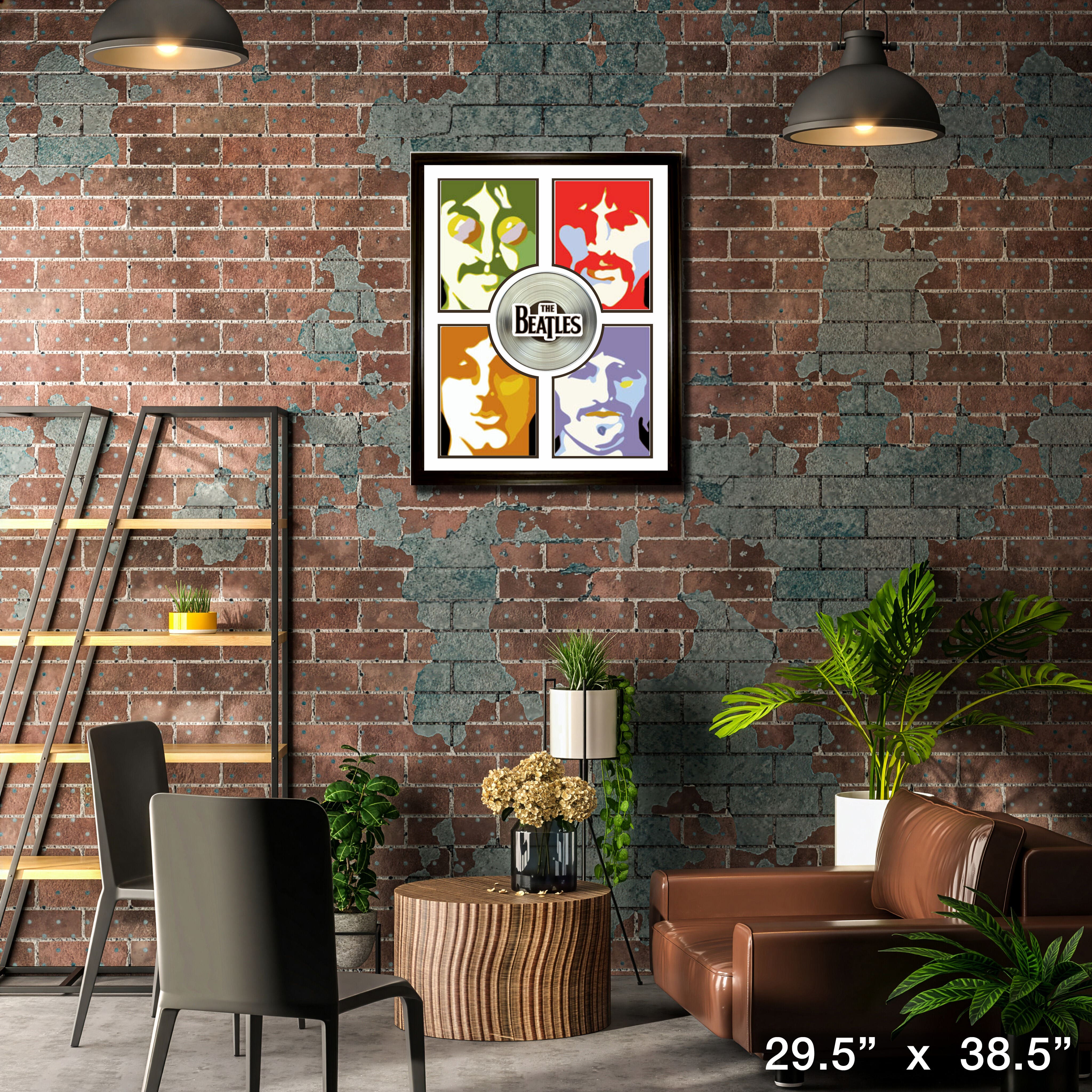 Beatles Framed Pop Art Collage With Platinum LP 29.5" x 38.5"