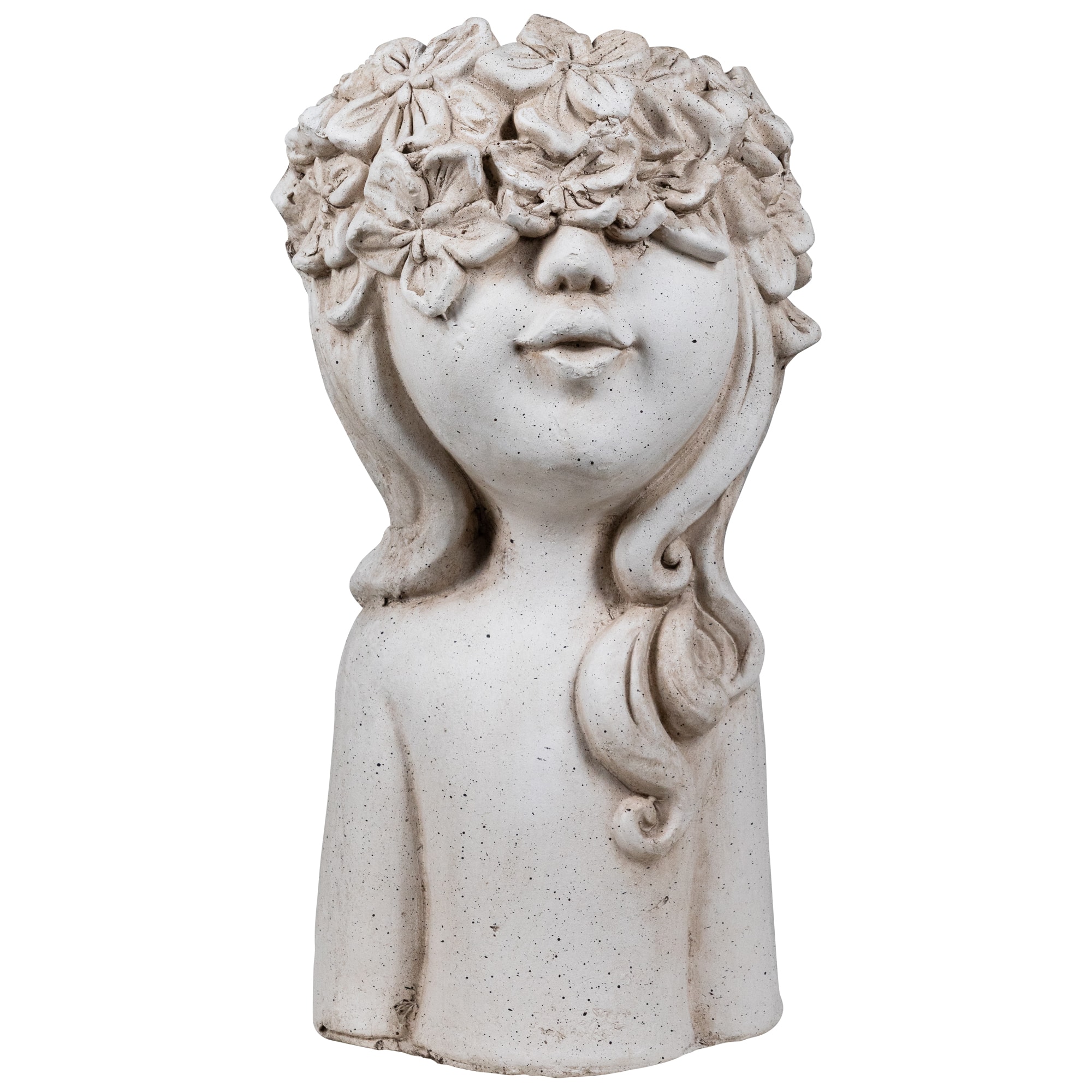 Lady Head with Flowers Outdoor Garden Planter - 16.5"