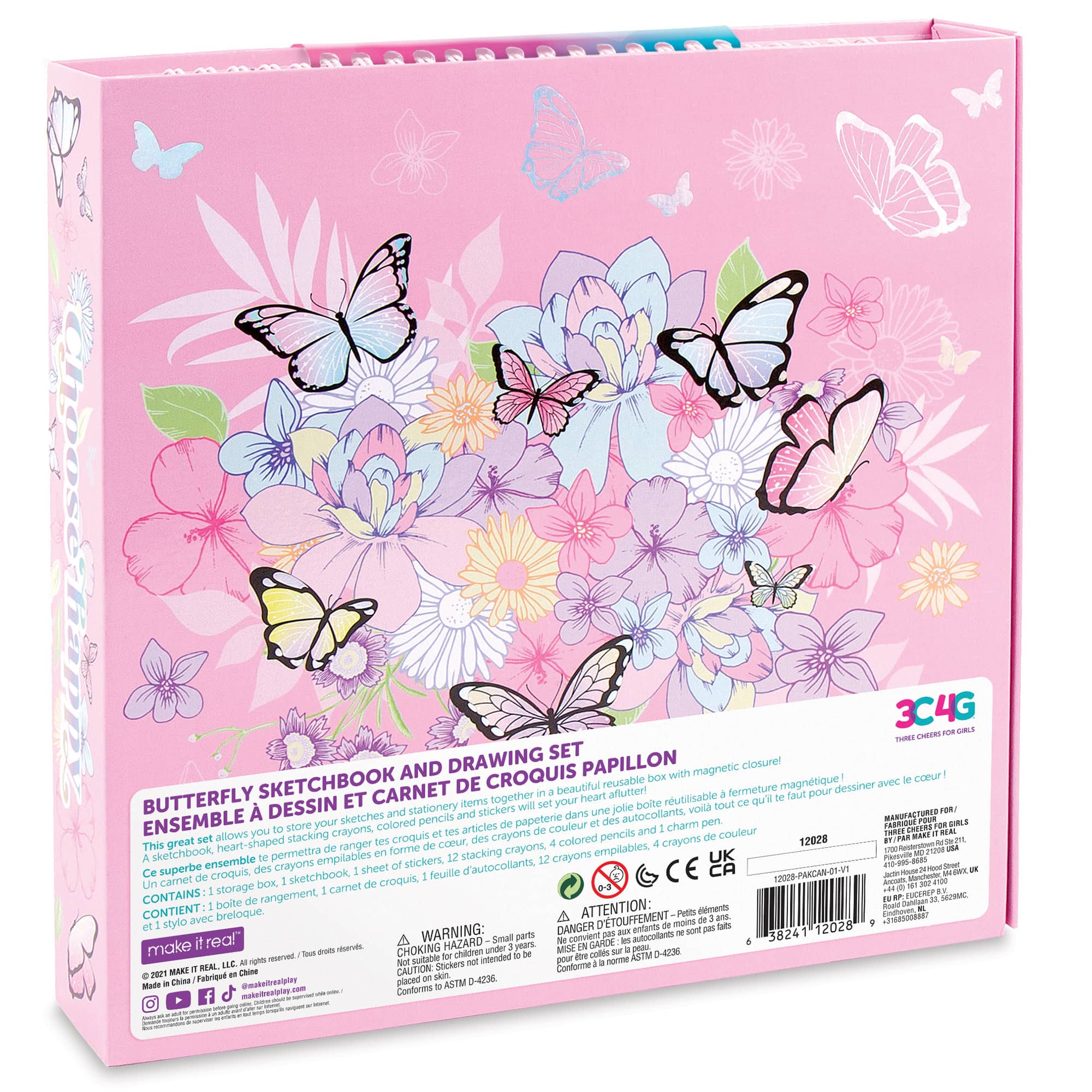 Make It Real 3C4G: Butterfly Sketchbook & Drawing Set, 20pcs