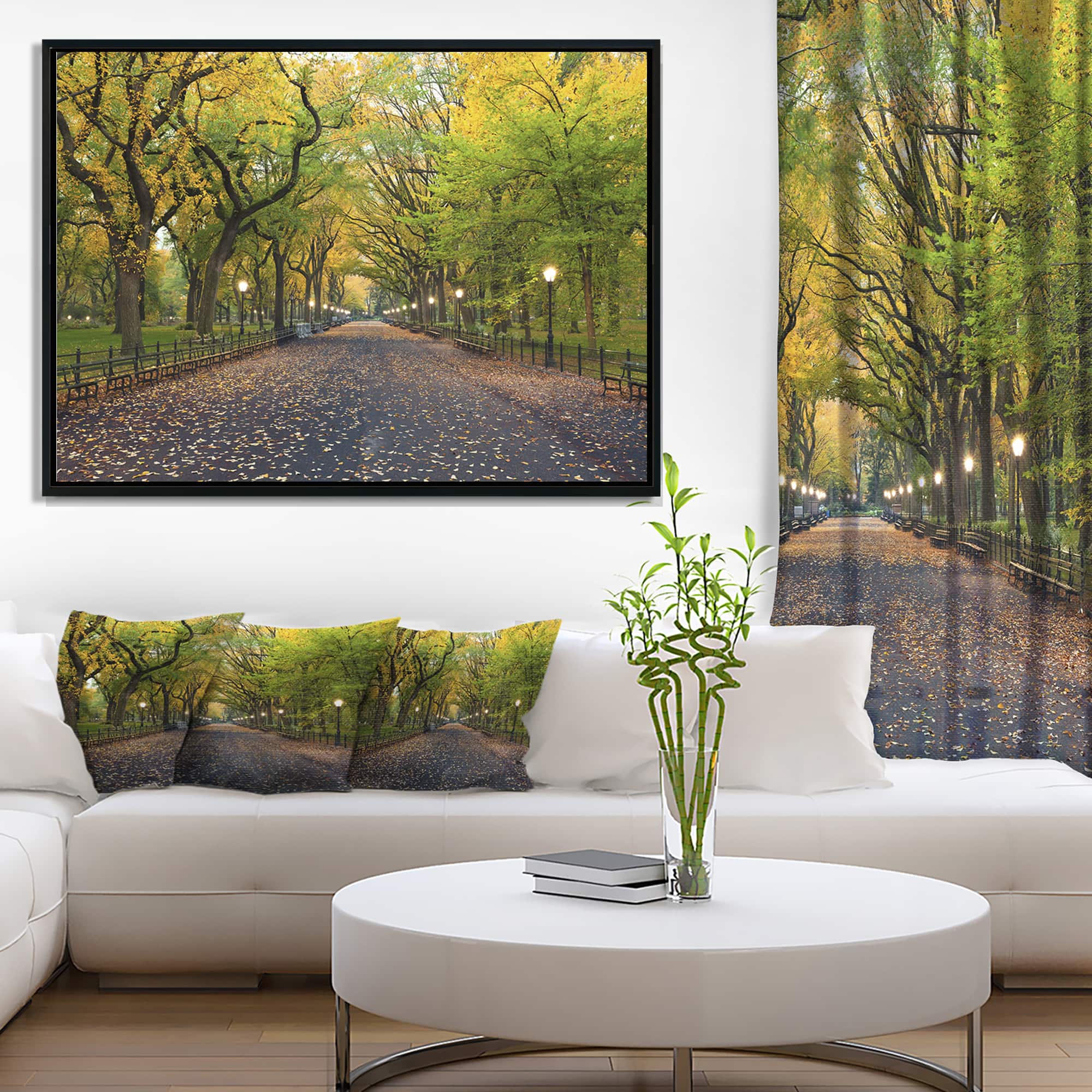 Designart - The Mall Area in Central Park - Large Landscape Framed Canvas Art
