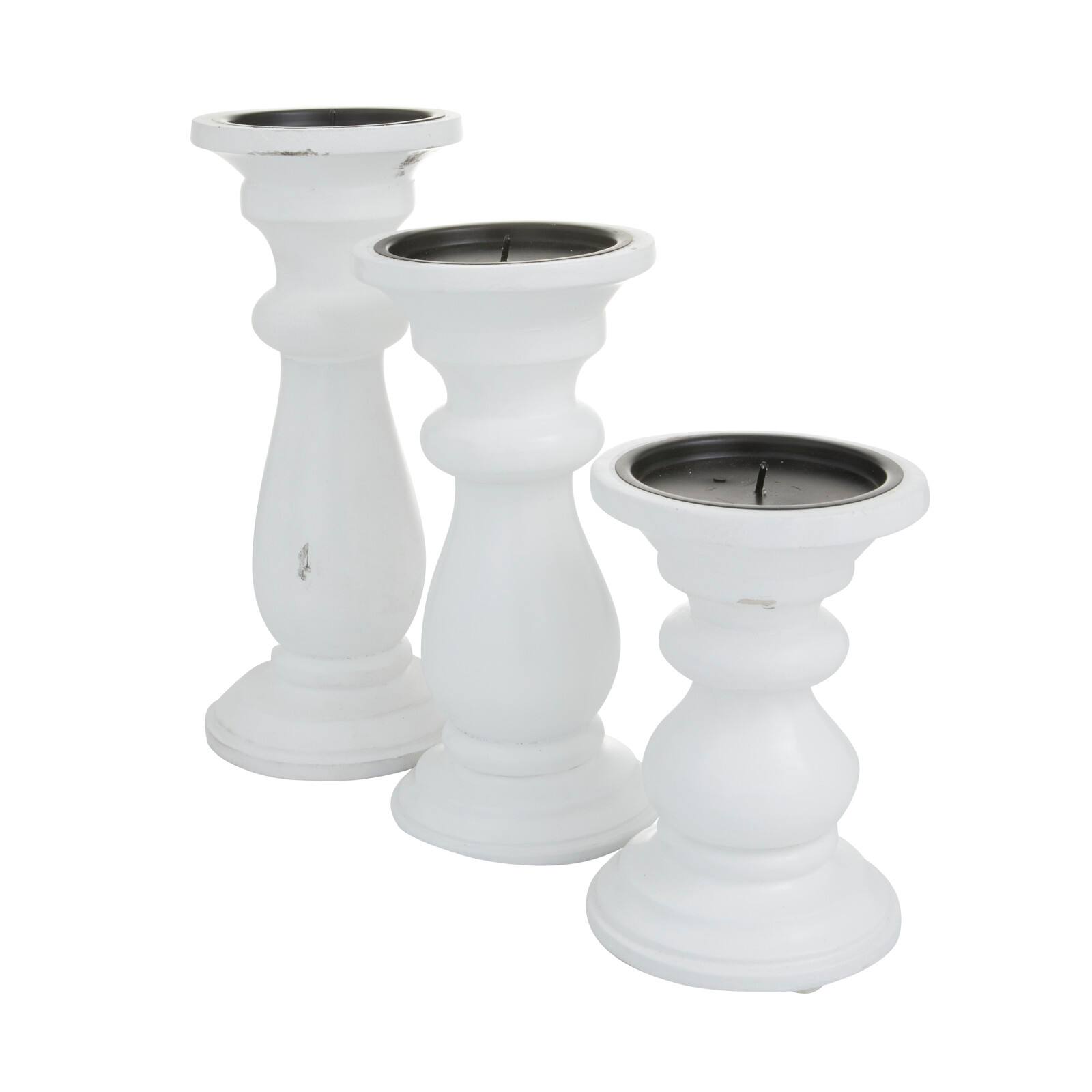 White Wood French Country Candle holder 10",8",6"