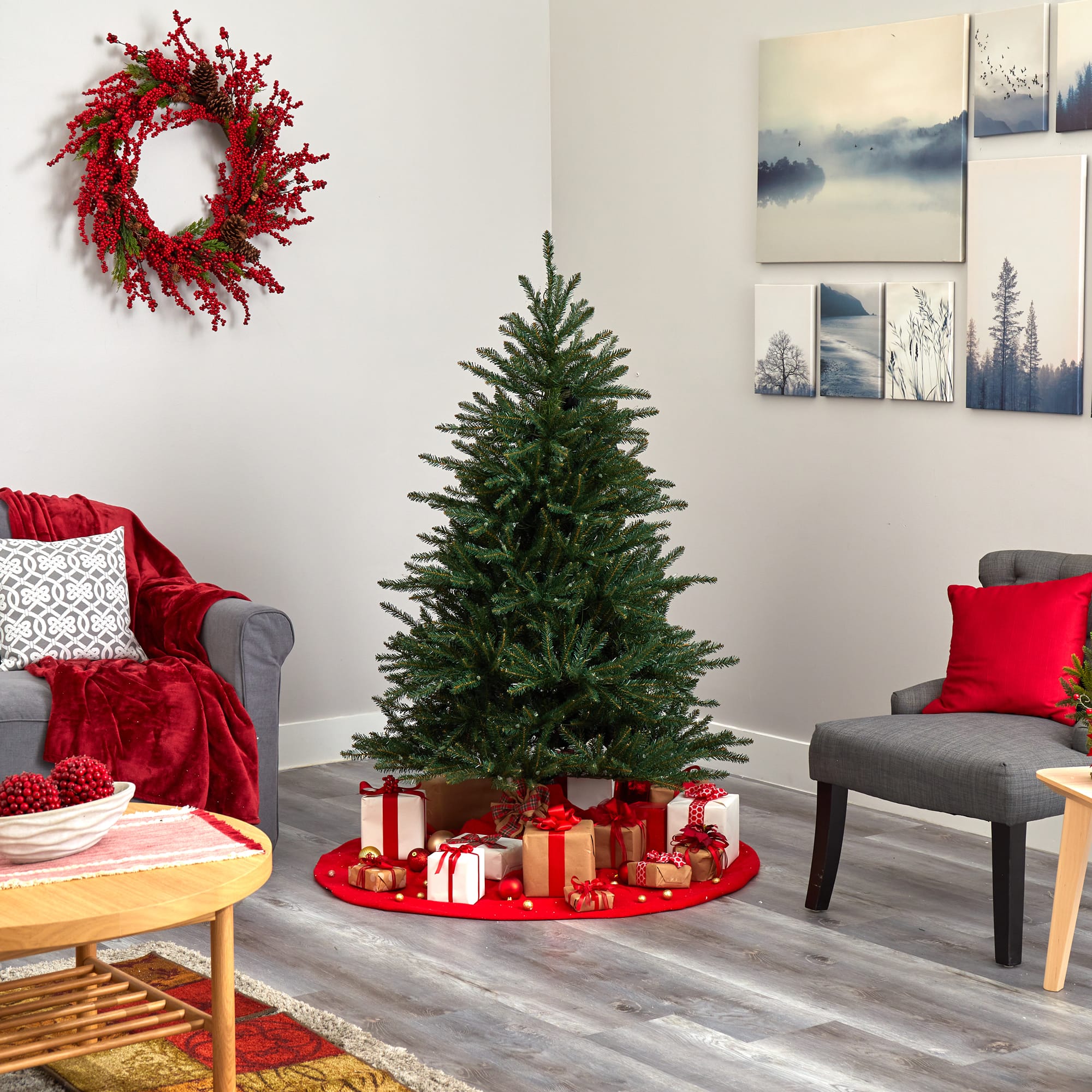 5ft. Pre-Lit Napa Valley Fir Artificial Christmas Tree, Clear LED Lights