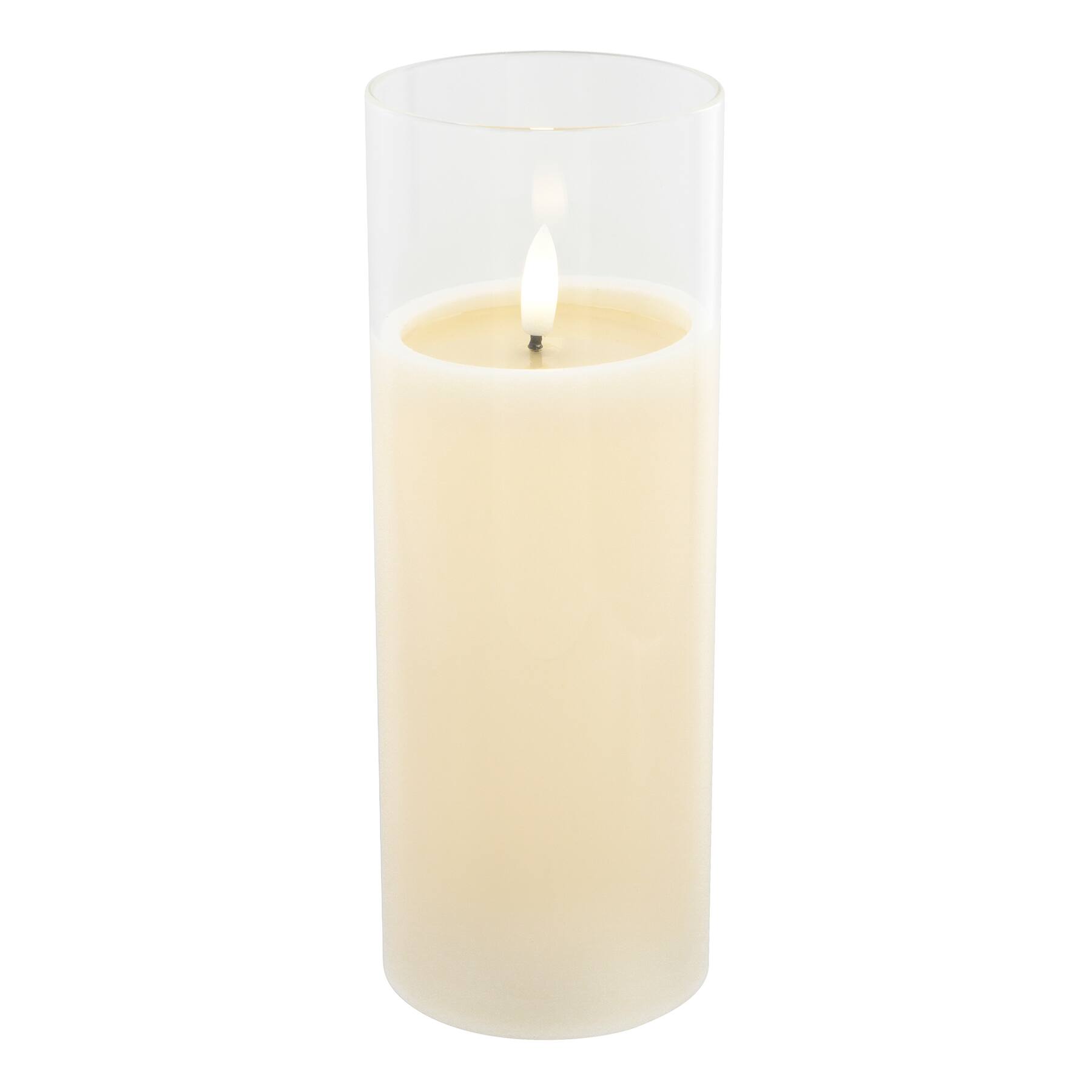3" x 8" Flickering Flame LED Glass Wax Candle by Ashland®