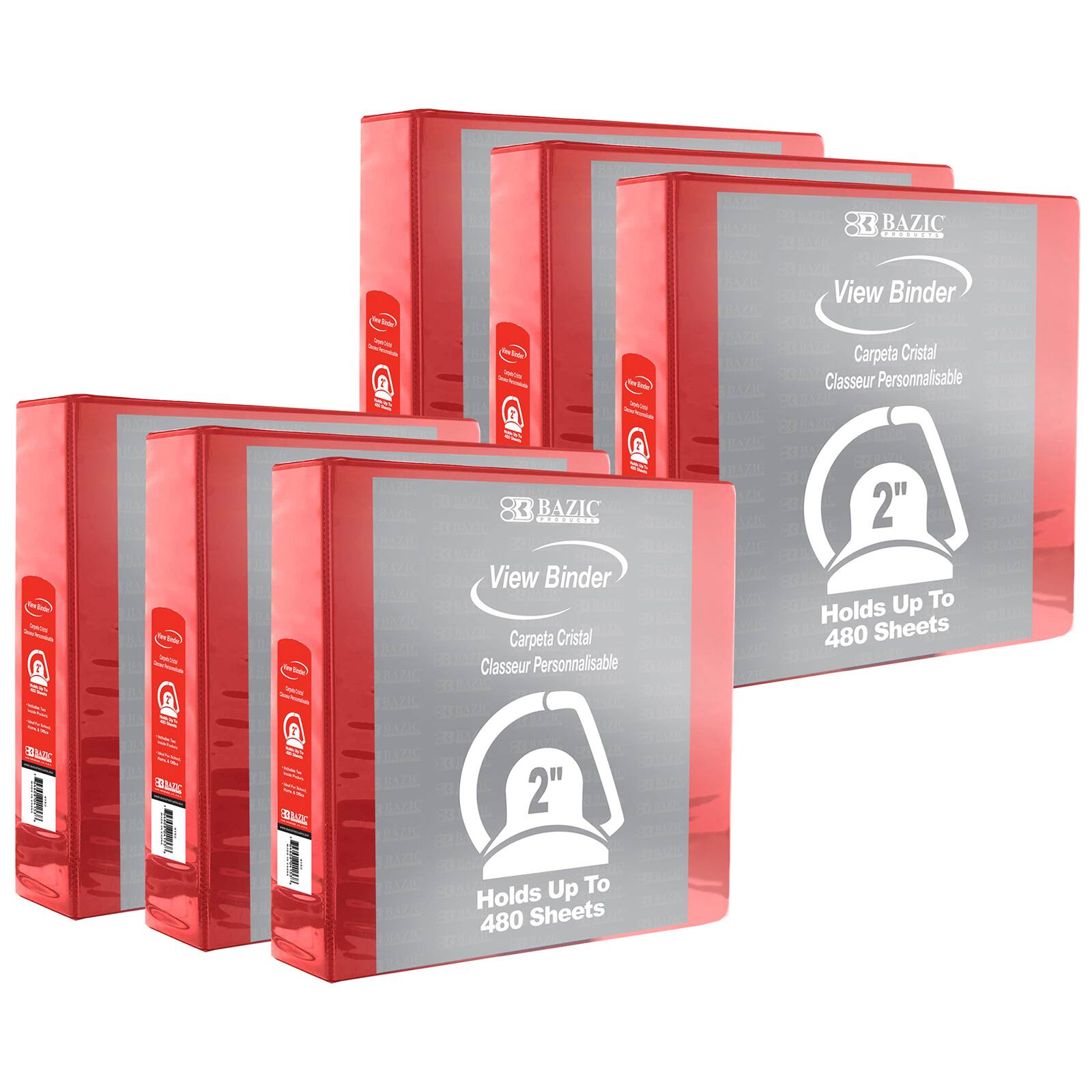 BAZIC® 2" Slant D Ring View Binder with 2 Pockets, 6ct.