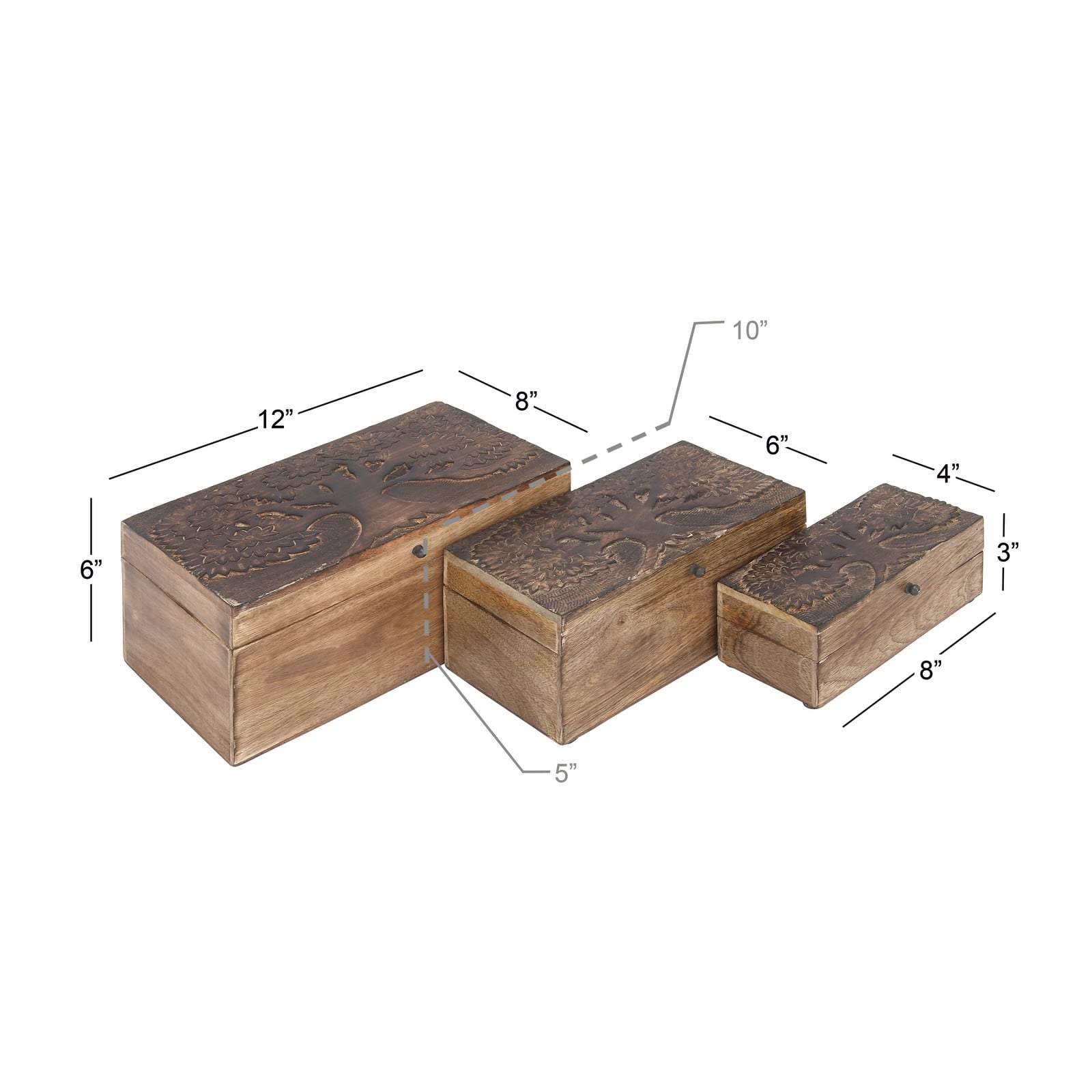 Brown Mango Wood Rustic Box Set