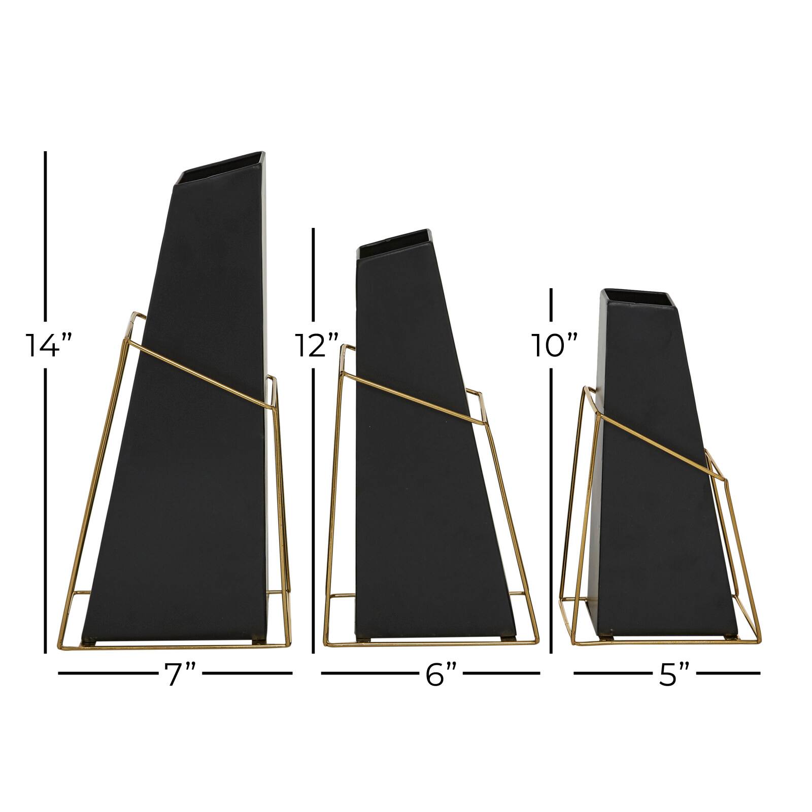 Black Metal Contemporary Vase Set