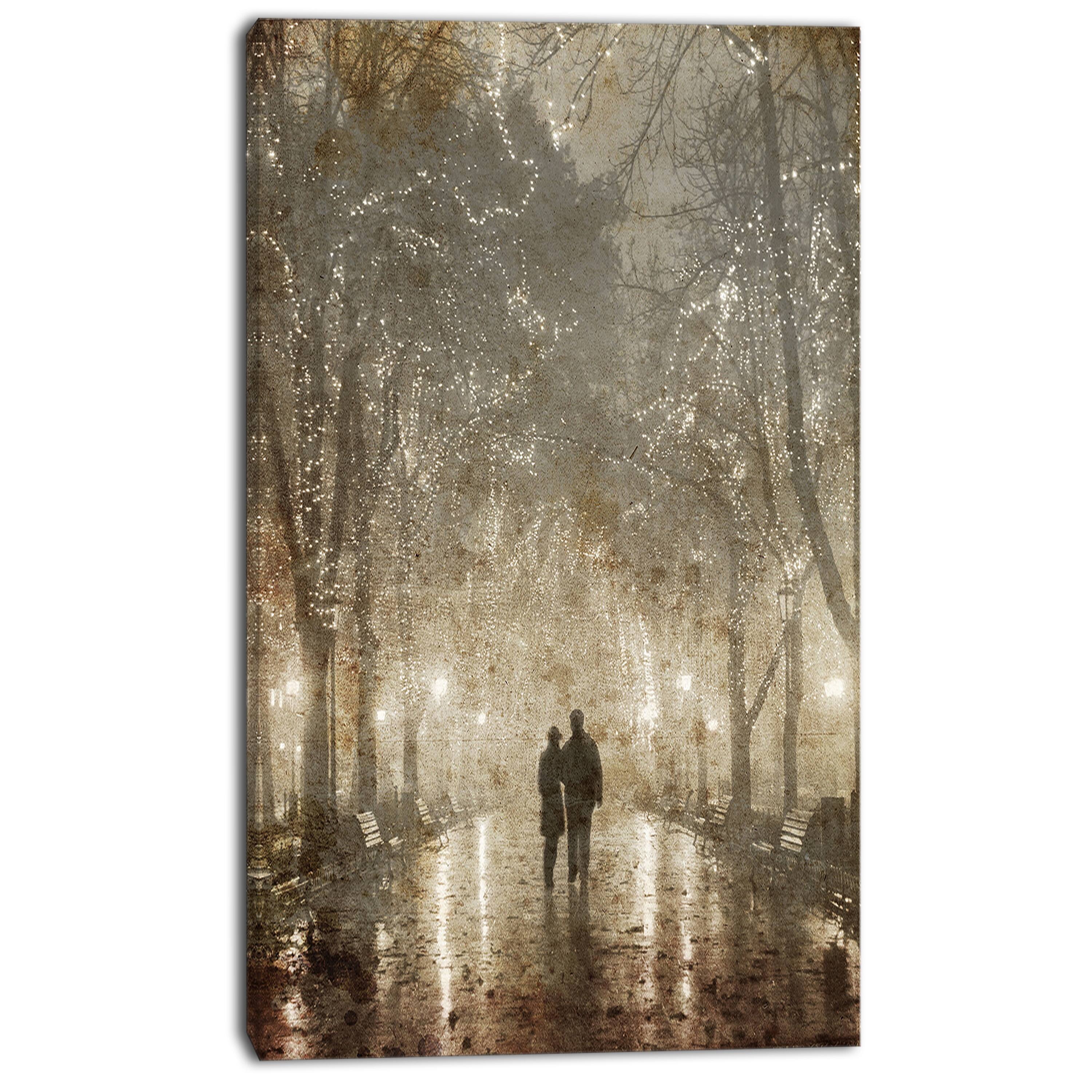 Designart - Couple Walking in Night Lights