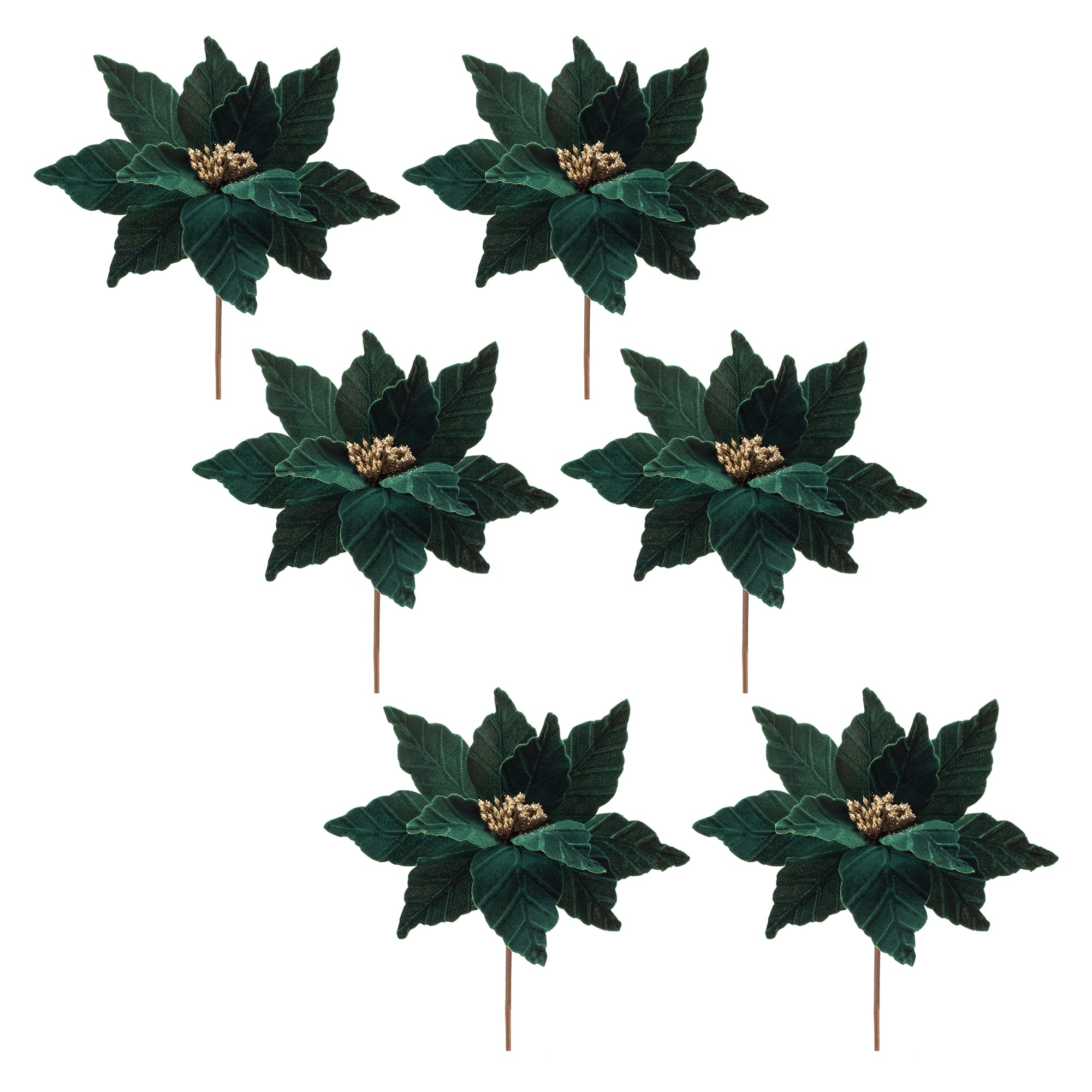 Forest Green Poinsettia Stems, 6ct. By Melrose | 21" | Michaels®