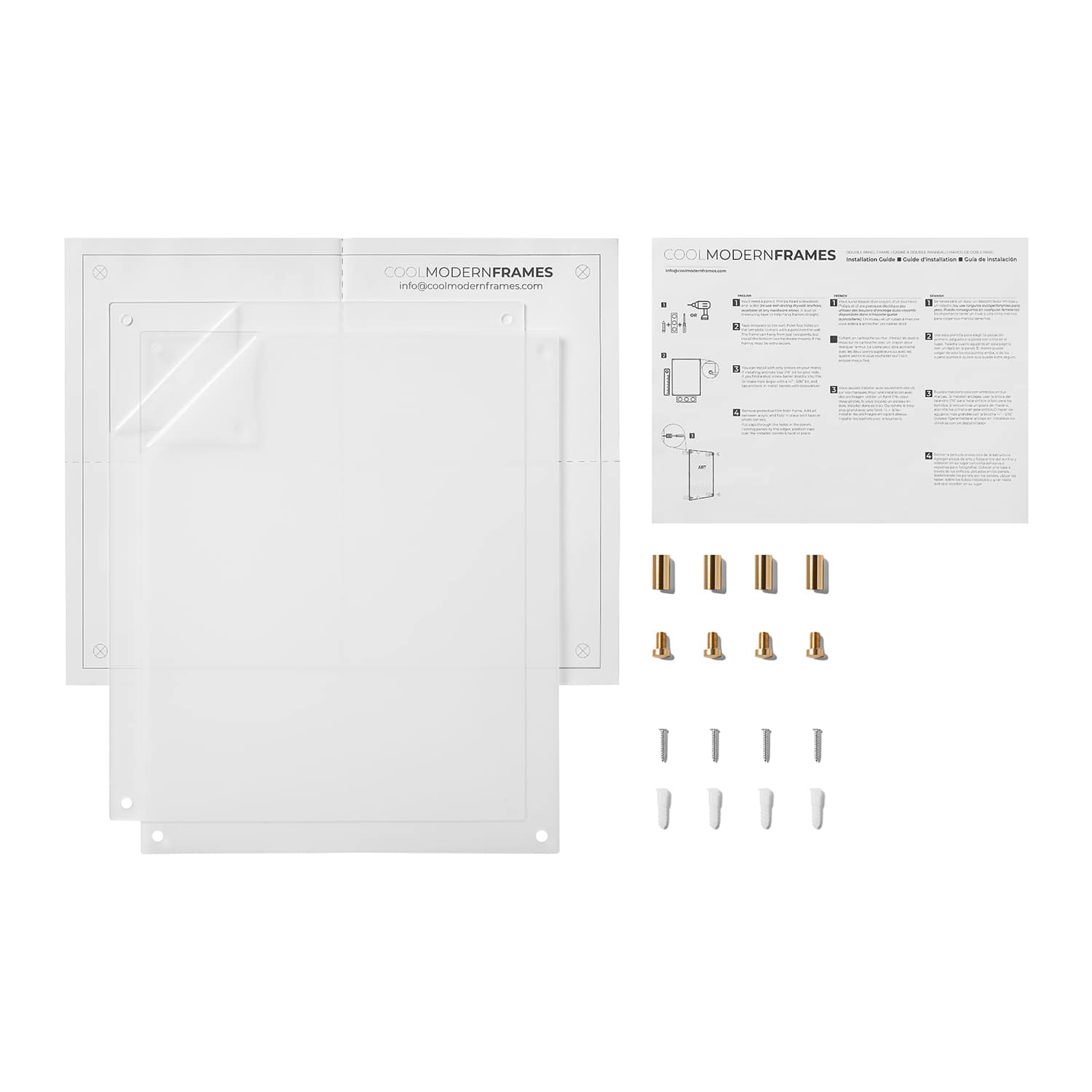 Cool Modern Frames Clear Acrylic Float Frame with Gold Hardware