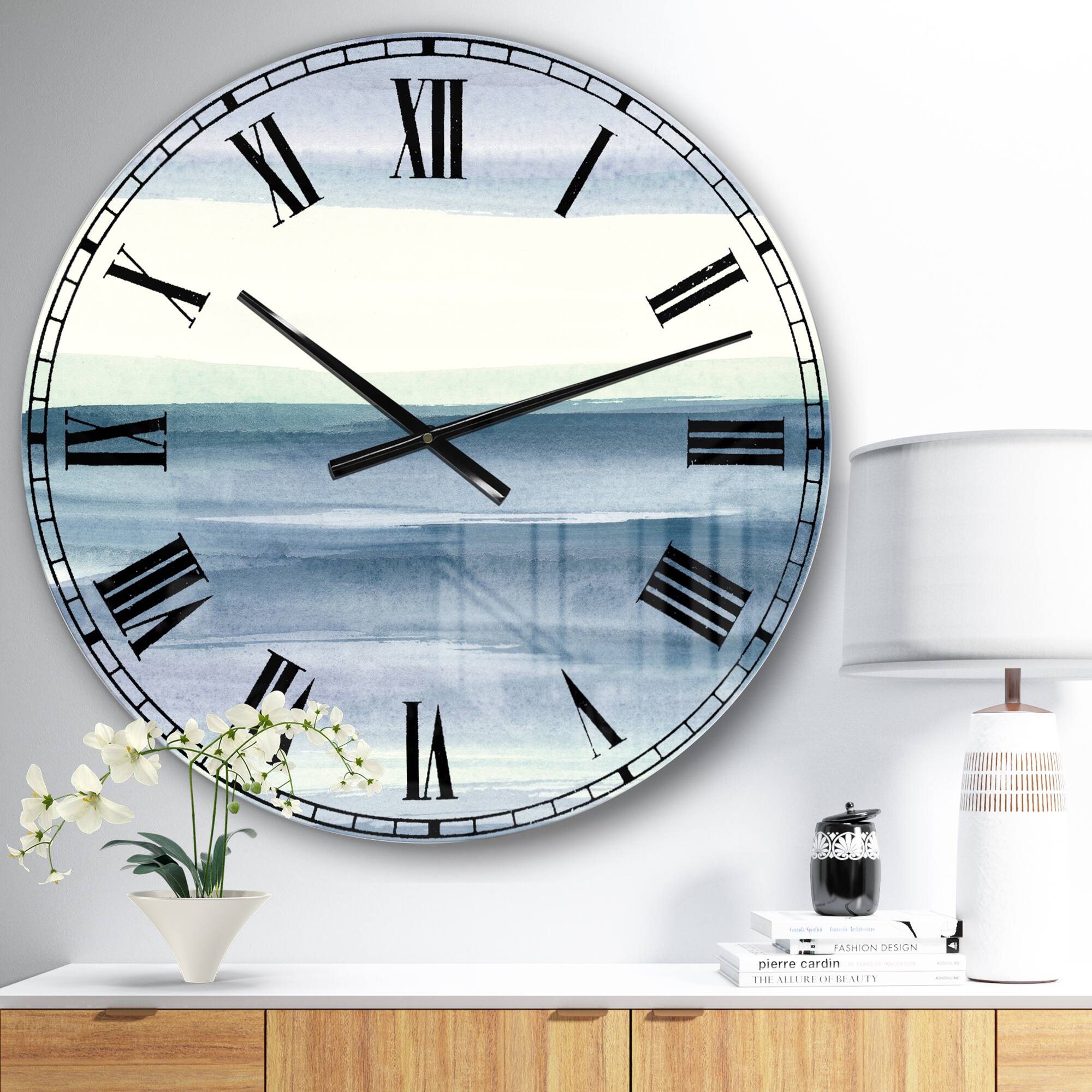 Designart Mint Indigo Dawn I Farmhouse Wall Clock