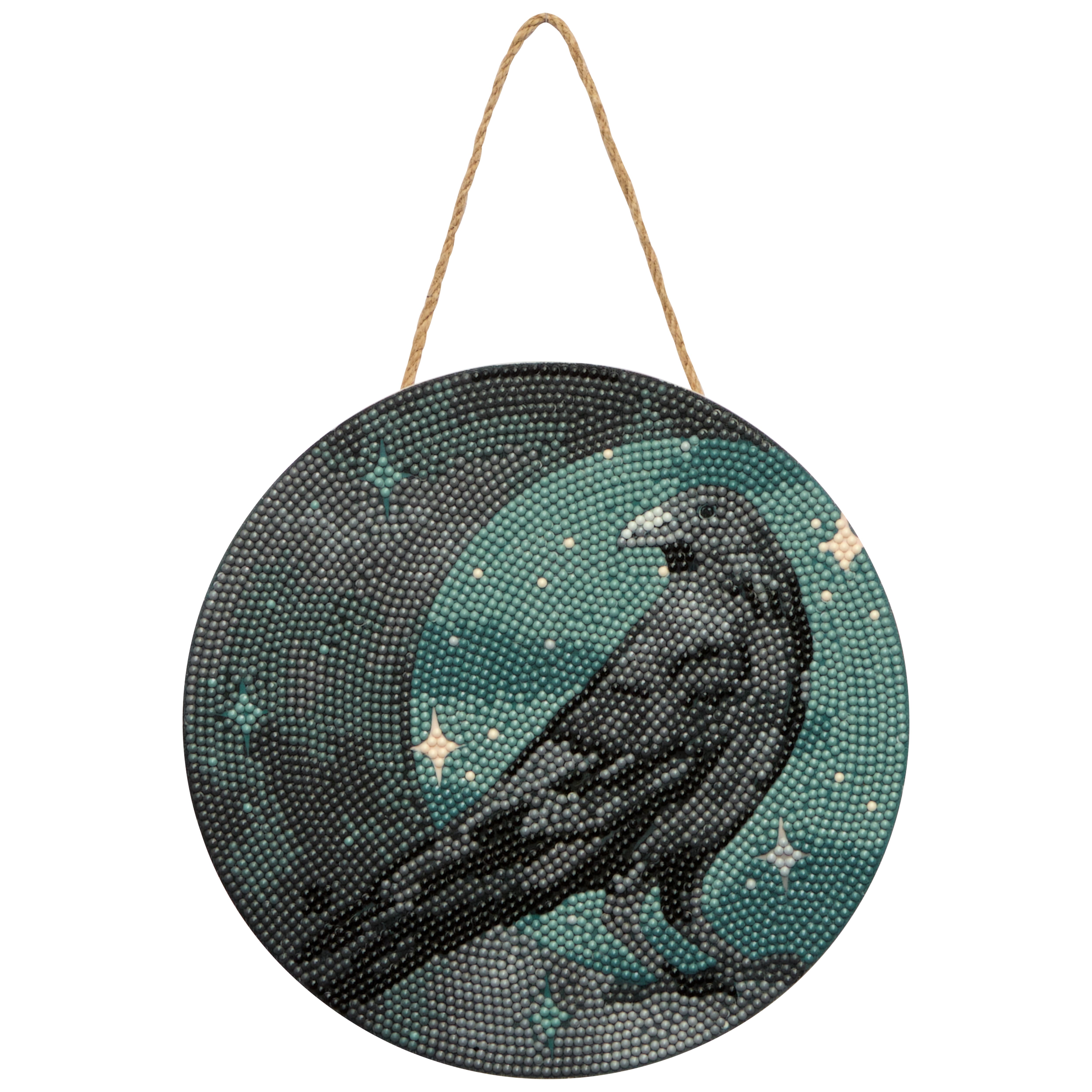 8" Moon Crow Round Wood Plaque Diamond Art Kit by Make Market®