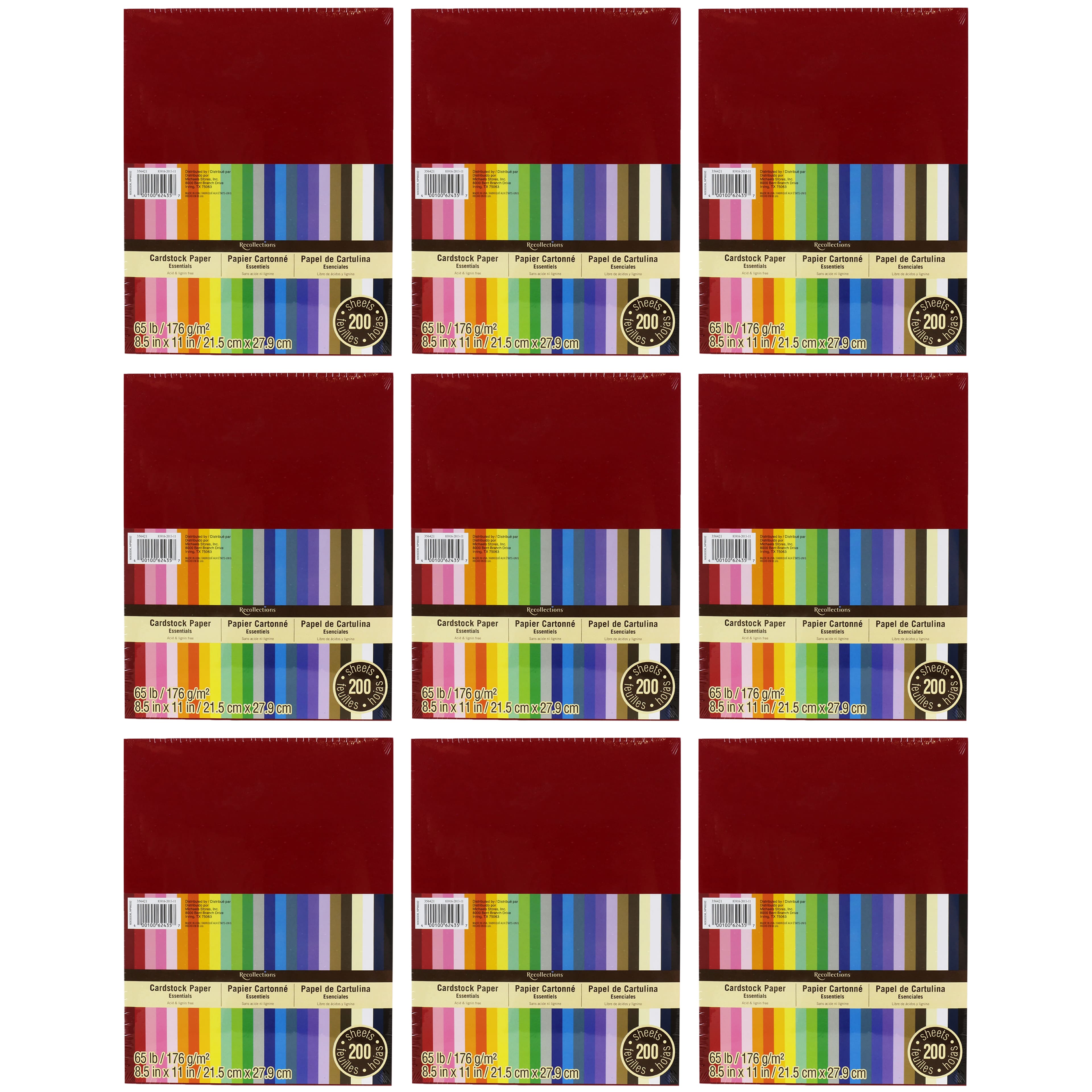 9 Packs: 200 ct. (1,800 total) Essentials 8.5" x 11" Cardstock Paper by Recollections™