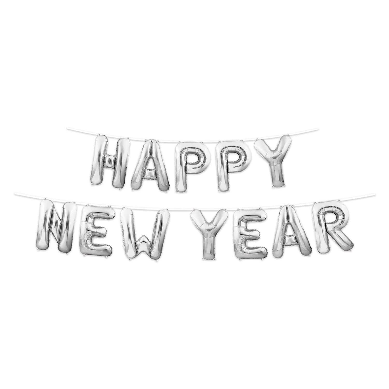 Beistle 12ft. Silver Happy New Year Balloon Streamers, 2ct.