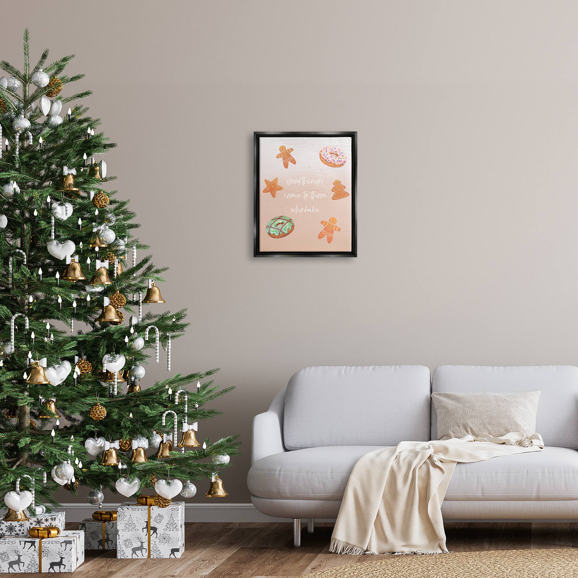 Stupell Industries Those Who Bake Holiday Cookies Framed Floater Canvas Wall Art