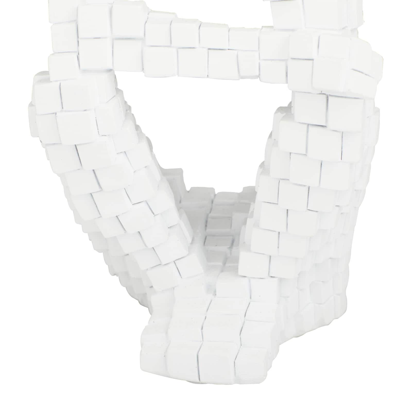 Set of 3 White Polystone Contemporary Sculptures, 13" x 6" x 6"