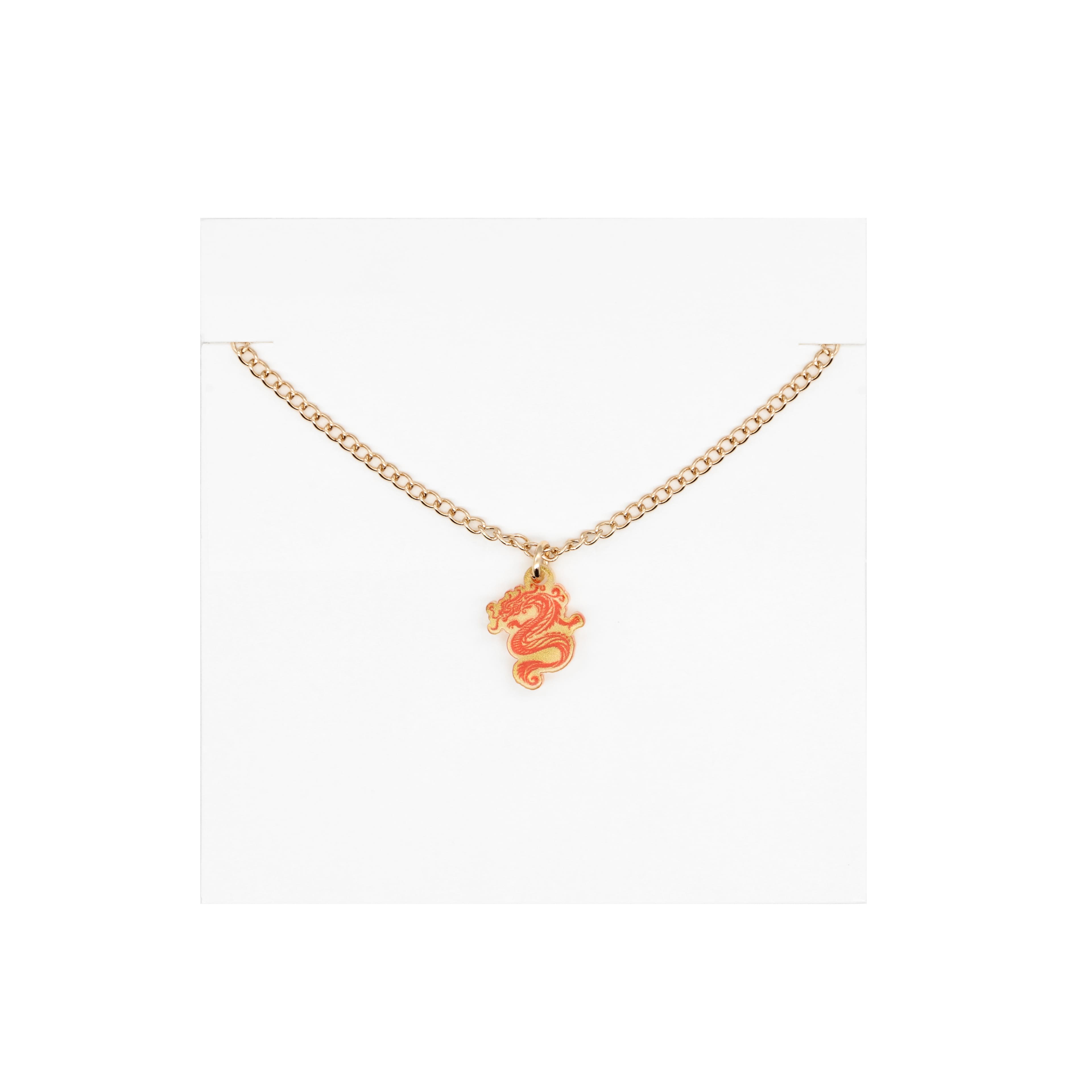 Red Mahjong Dragon Necklace by Fab Finds
