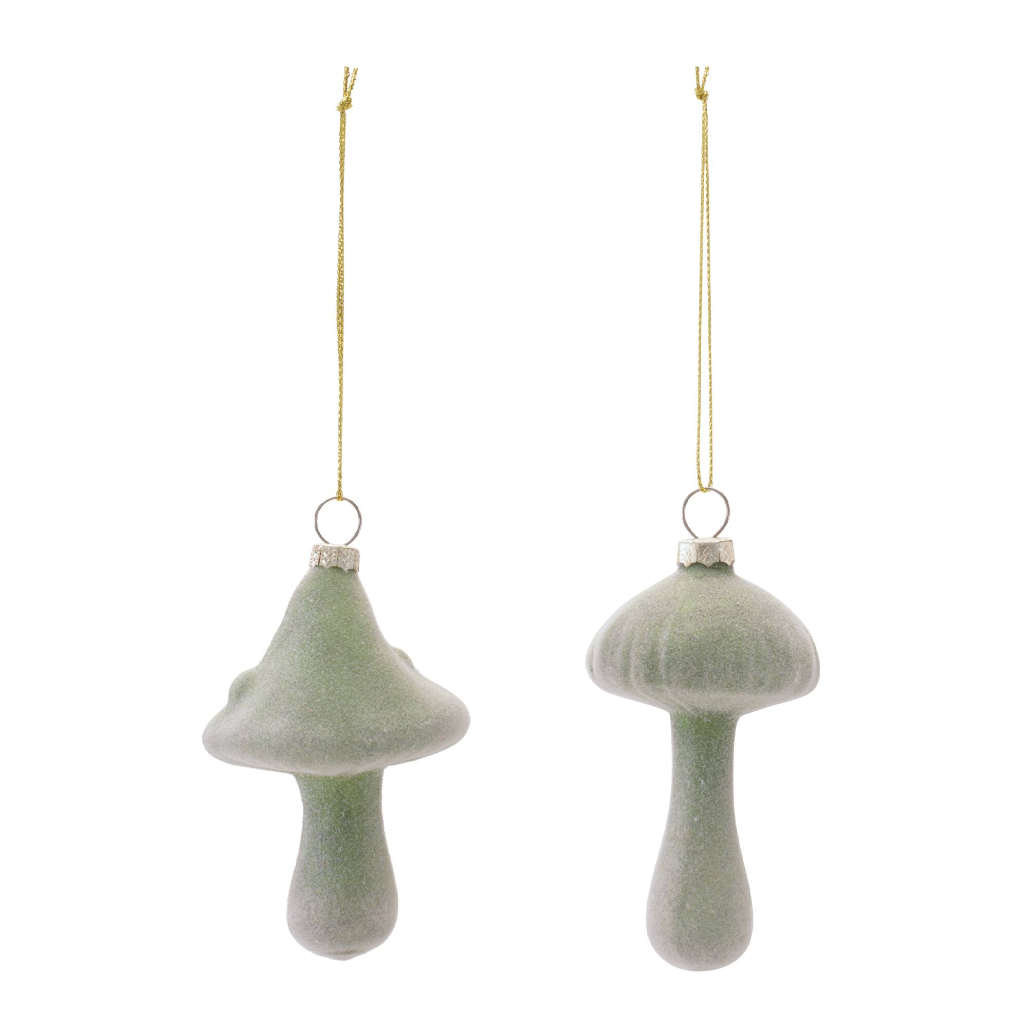 Melrose Green Mushroom Glass Ornaments Set