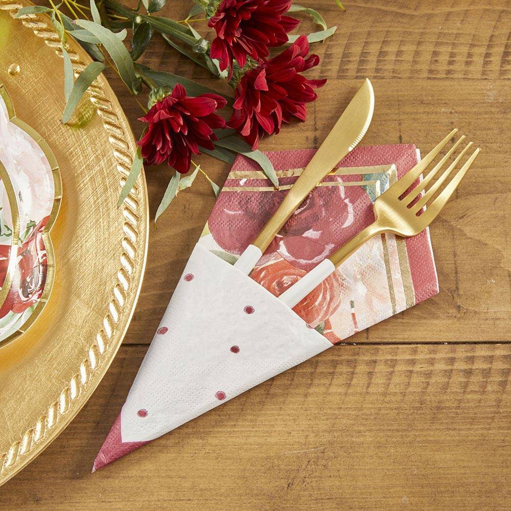 Kate Aspen® Burgundy Blush Floral 2 Ply Paper Napkins, 120ct.