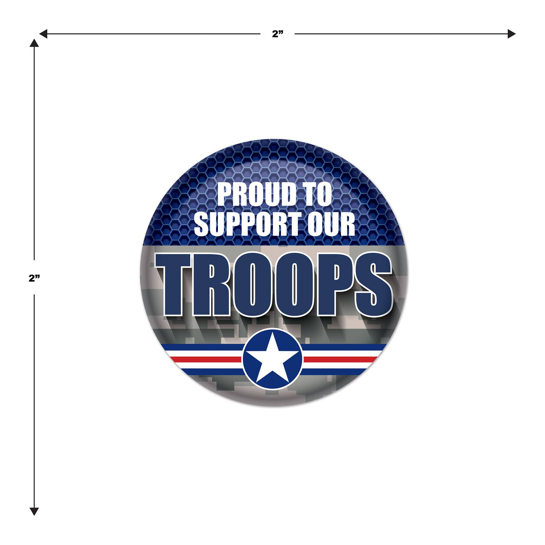 Beistle 2" Camouflage Proud to Support Our Troops Buttons, 6ct.