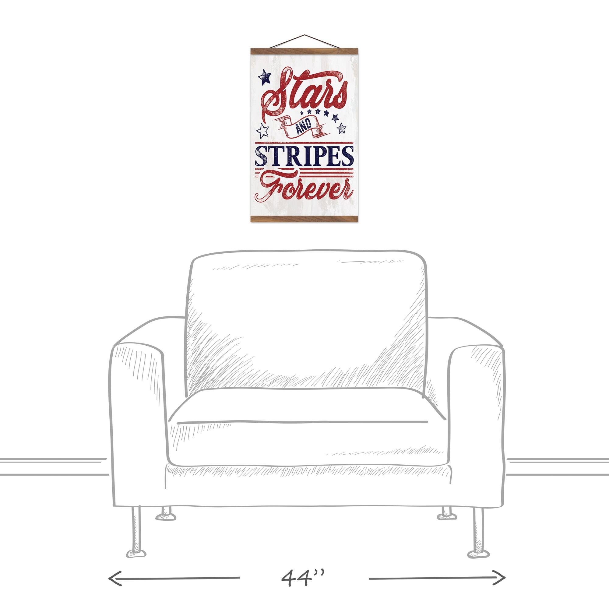Stars and Stripes Forever Teak Hanging Canvas