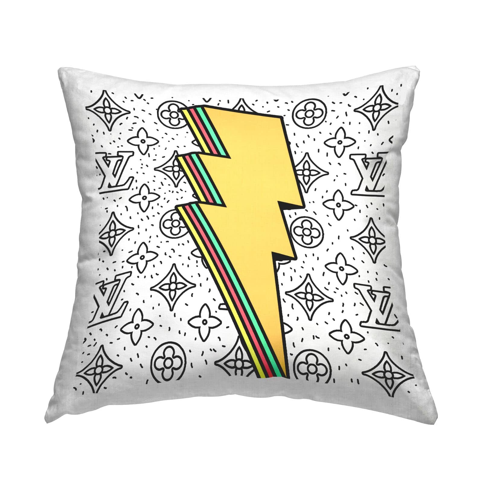 Stupell Industries Lightning Bolt Symbol Fashion Glam Pattern Throw Pillow, 18" x 18"