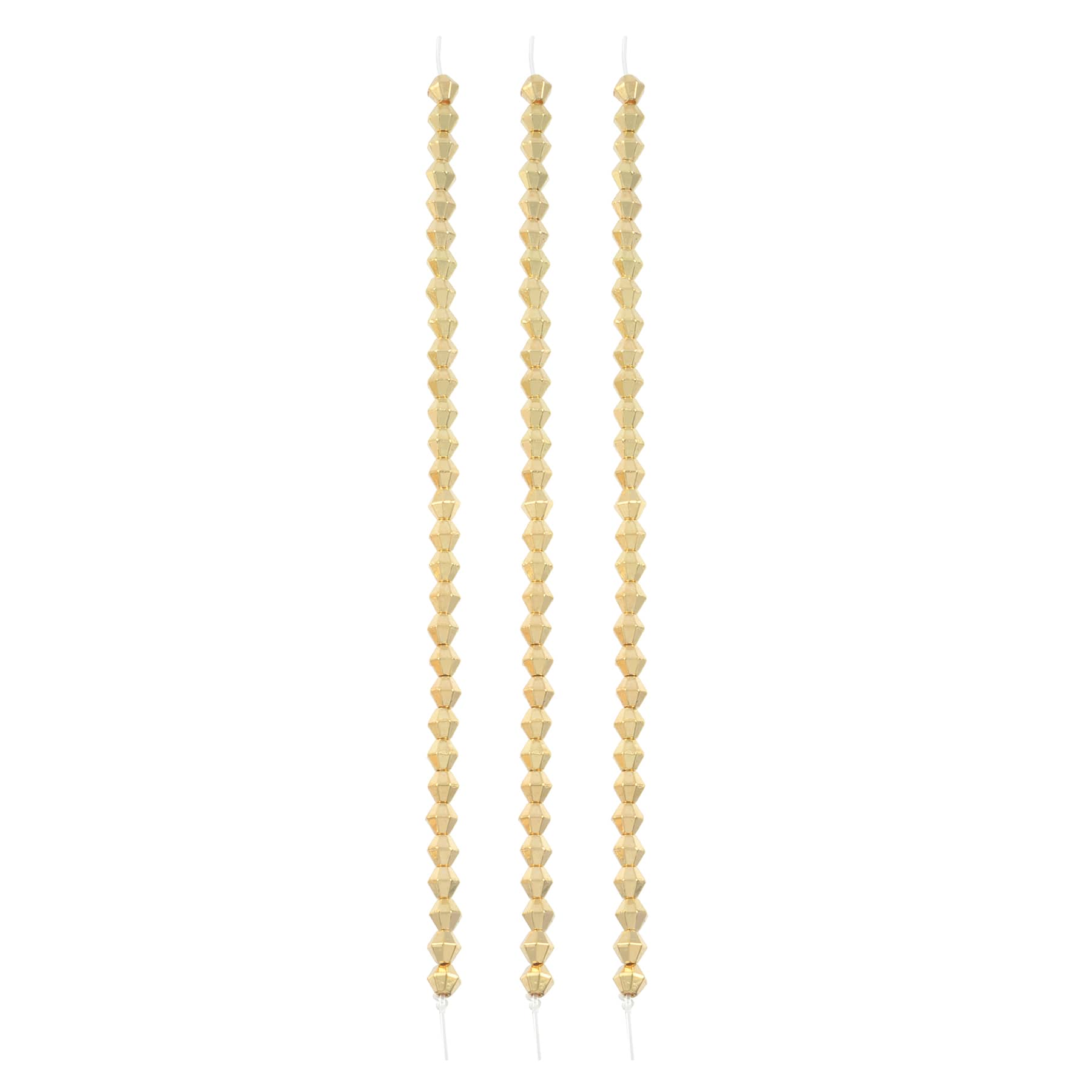 12 Pack: Gold Metal Faceted Bicone Beads, 4mm by Bead Landing™