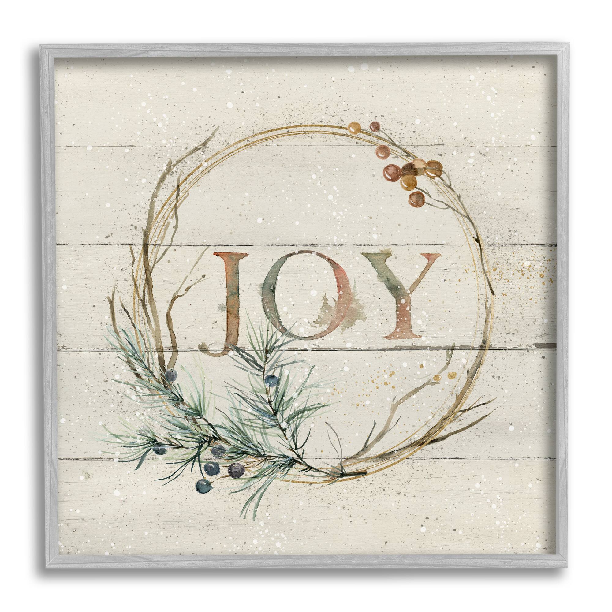 Stupell Industries Seasonal Winter Joy Wreath Framed Giclee Art