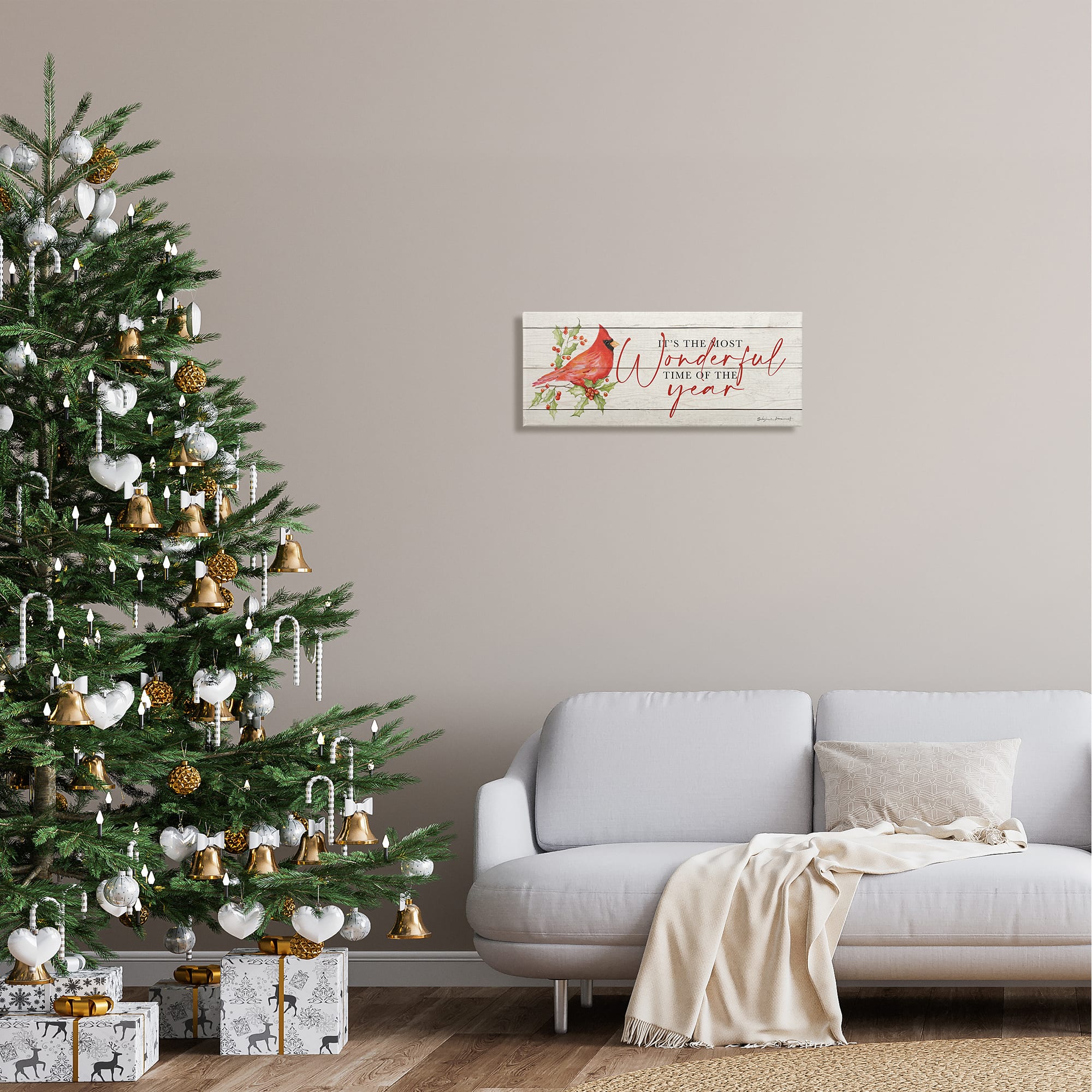 Stupell Industries Most Wonderful Time Cardinal Canvas Wall Art