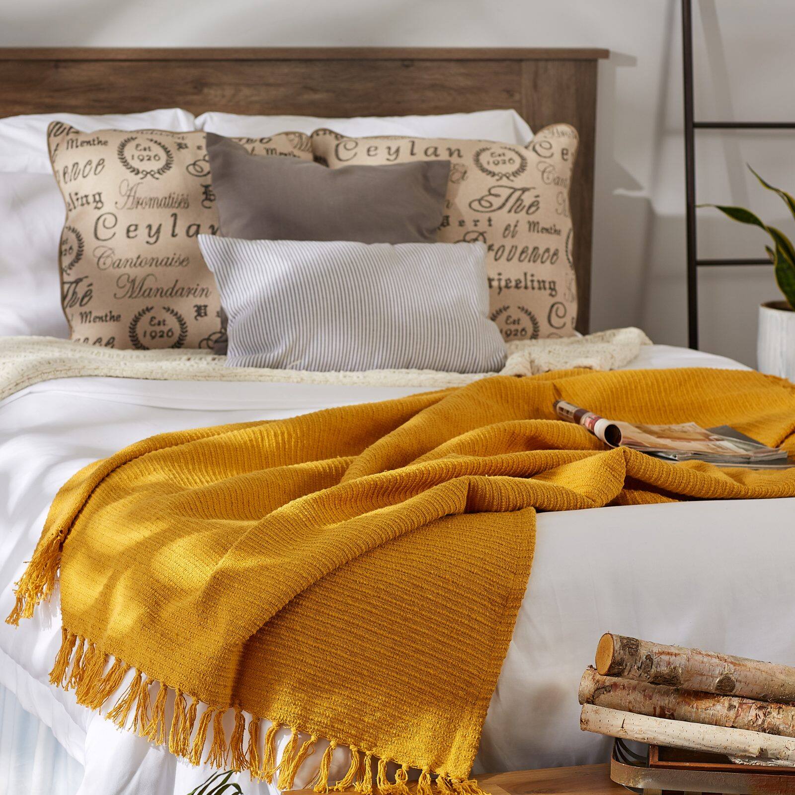 DII® Honey Gold Solid Ribbed Throw