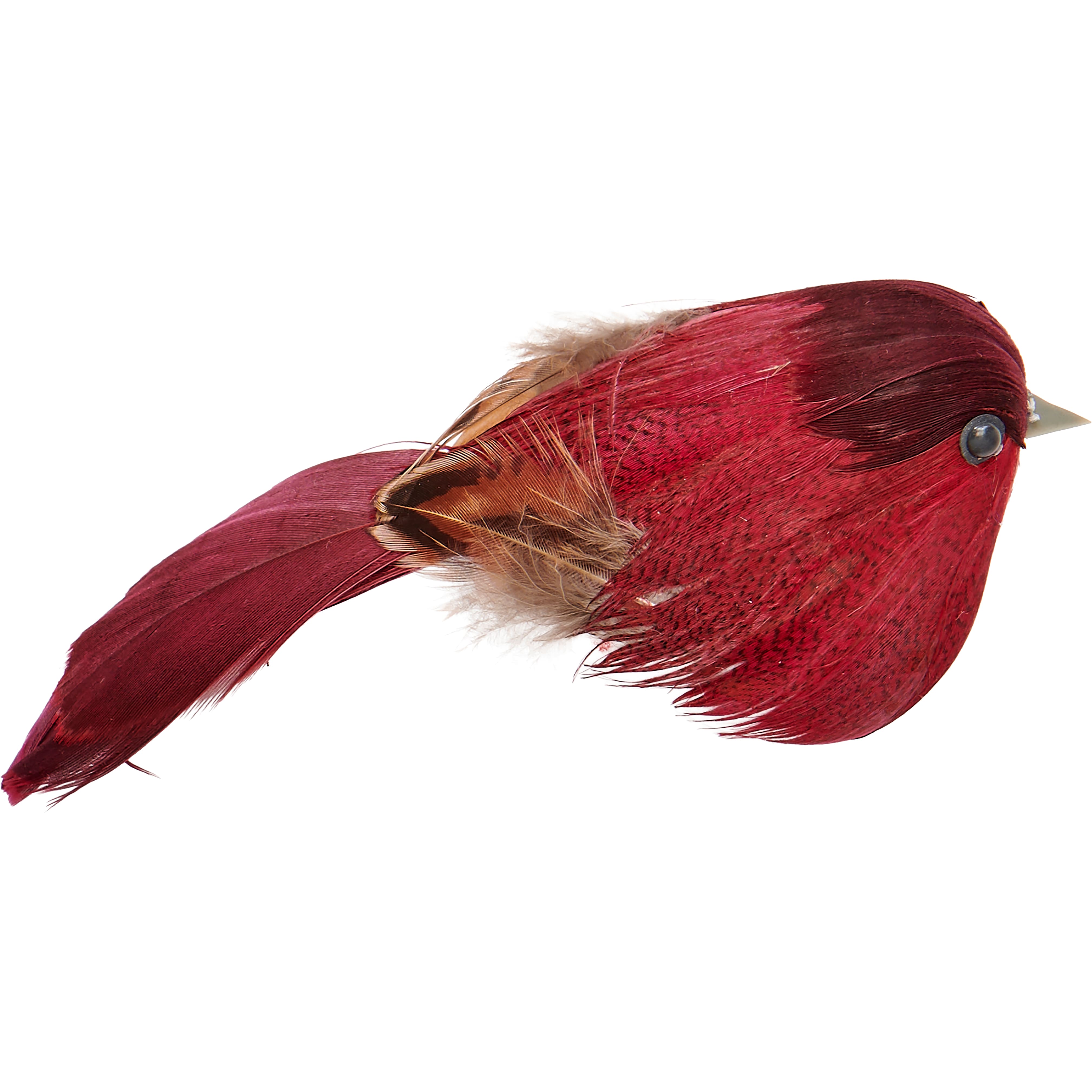 5" Red Feathered Bird with Metal Clips, 6ct.