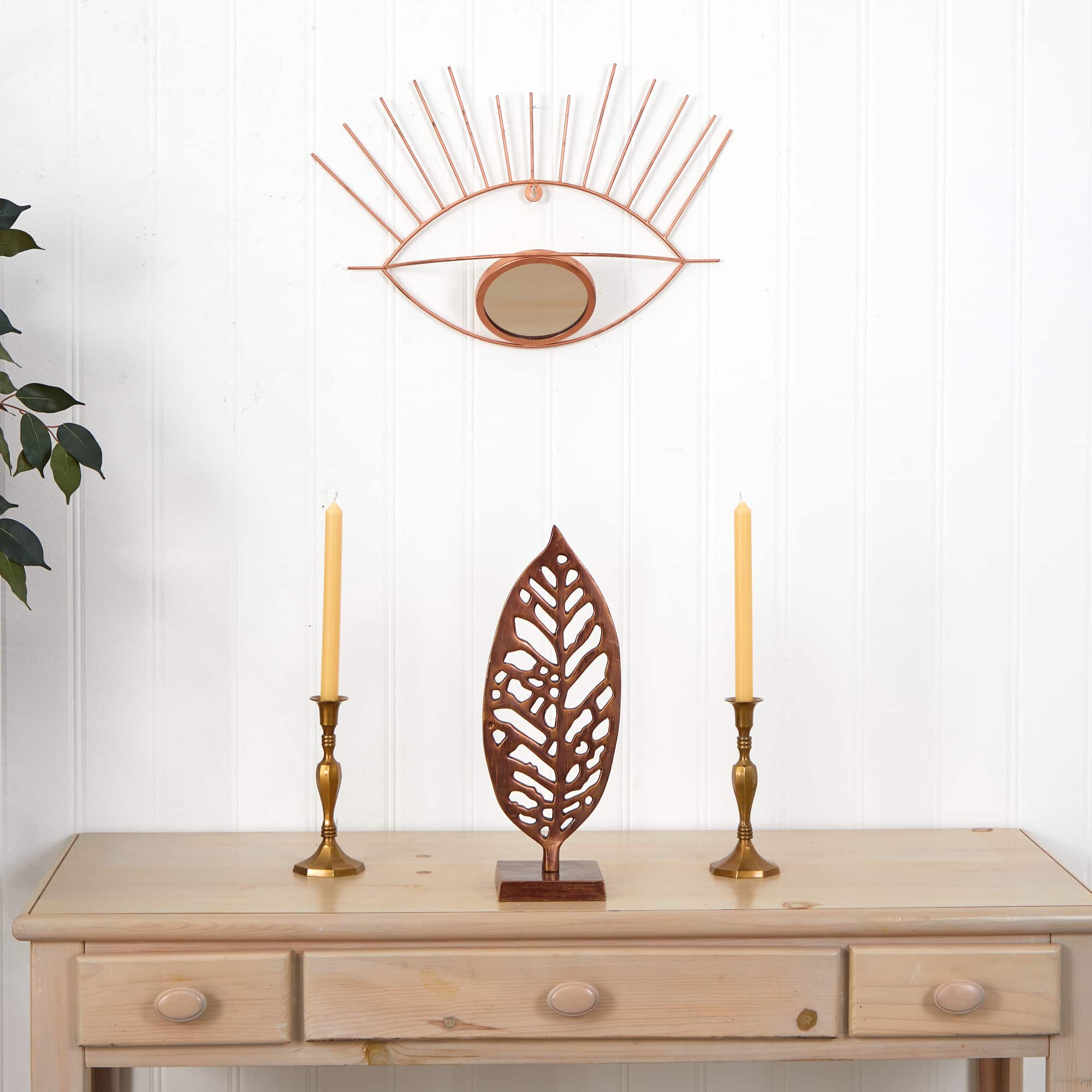 19" Gold Metal Eye Wall Mirror