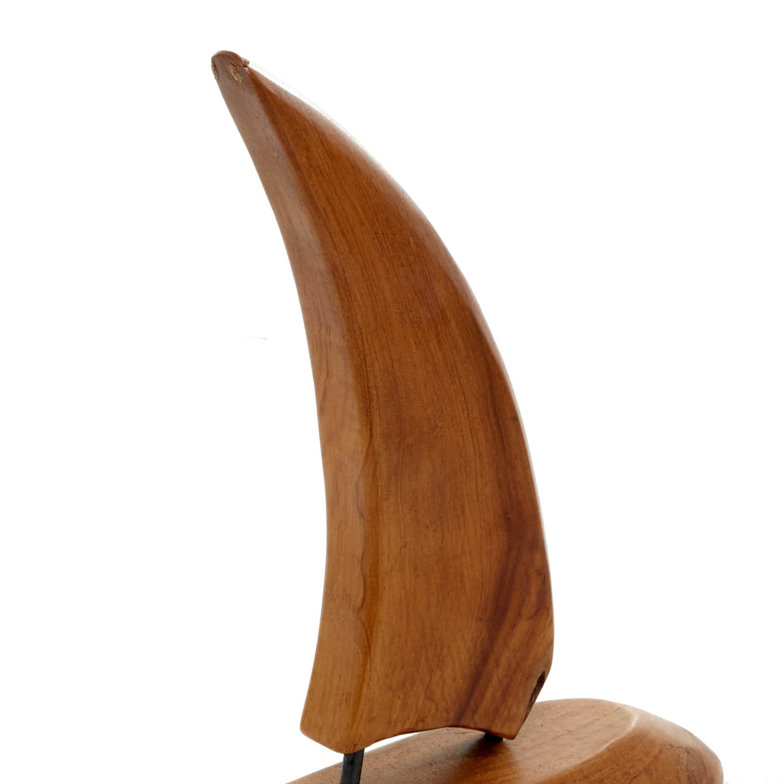 Set of 3 Brown Teak Wood Sail Boat Sculpture 20", 17", 13"