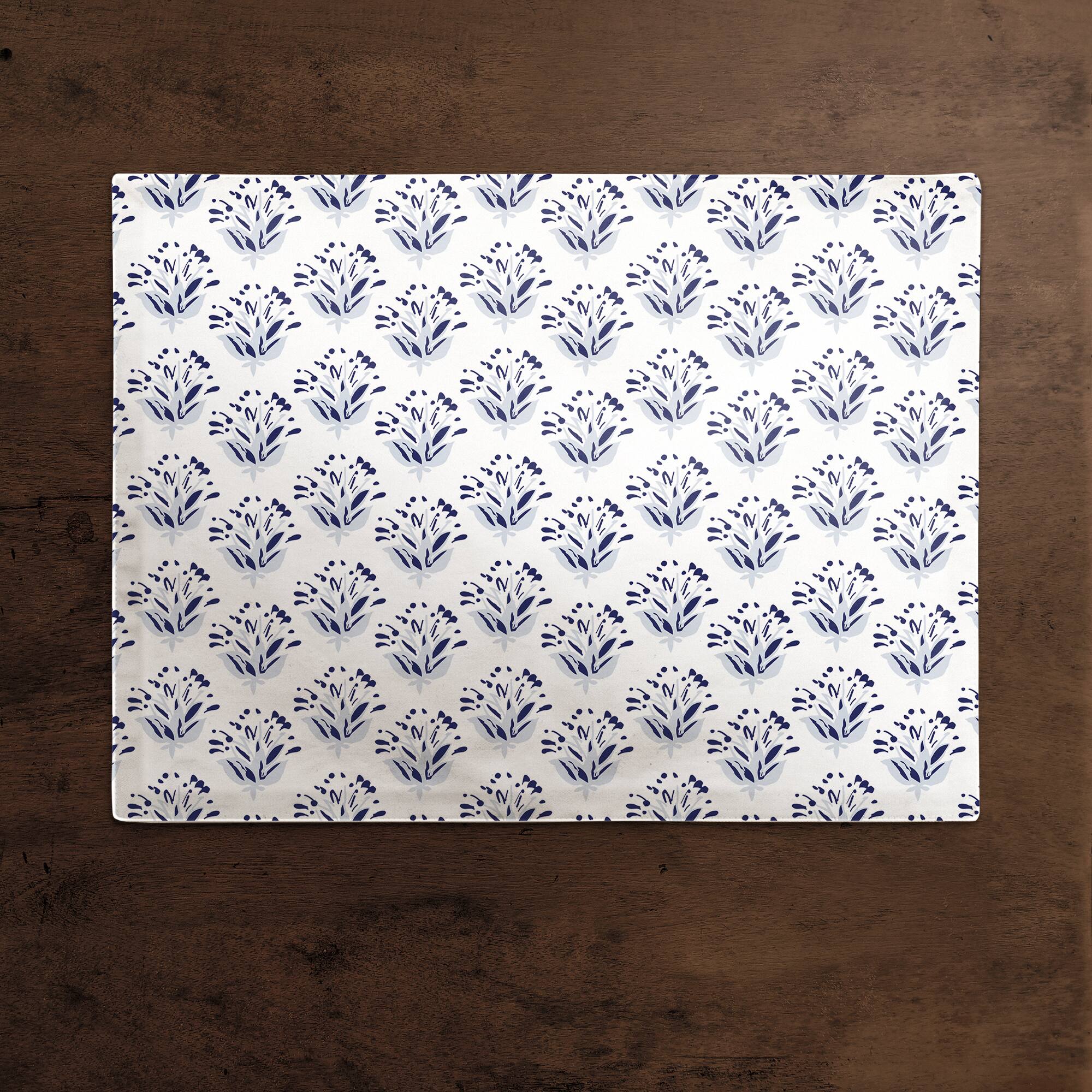 Blue Floral Pattern 18" x 14" Poly Twill Placemat