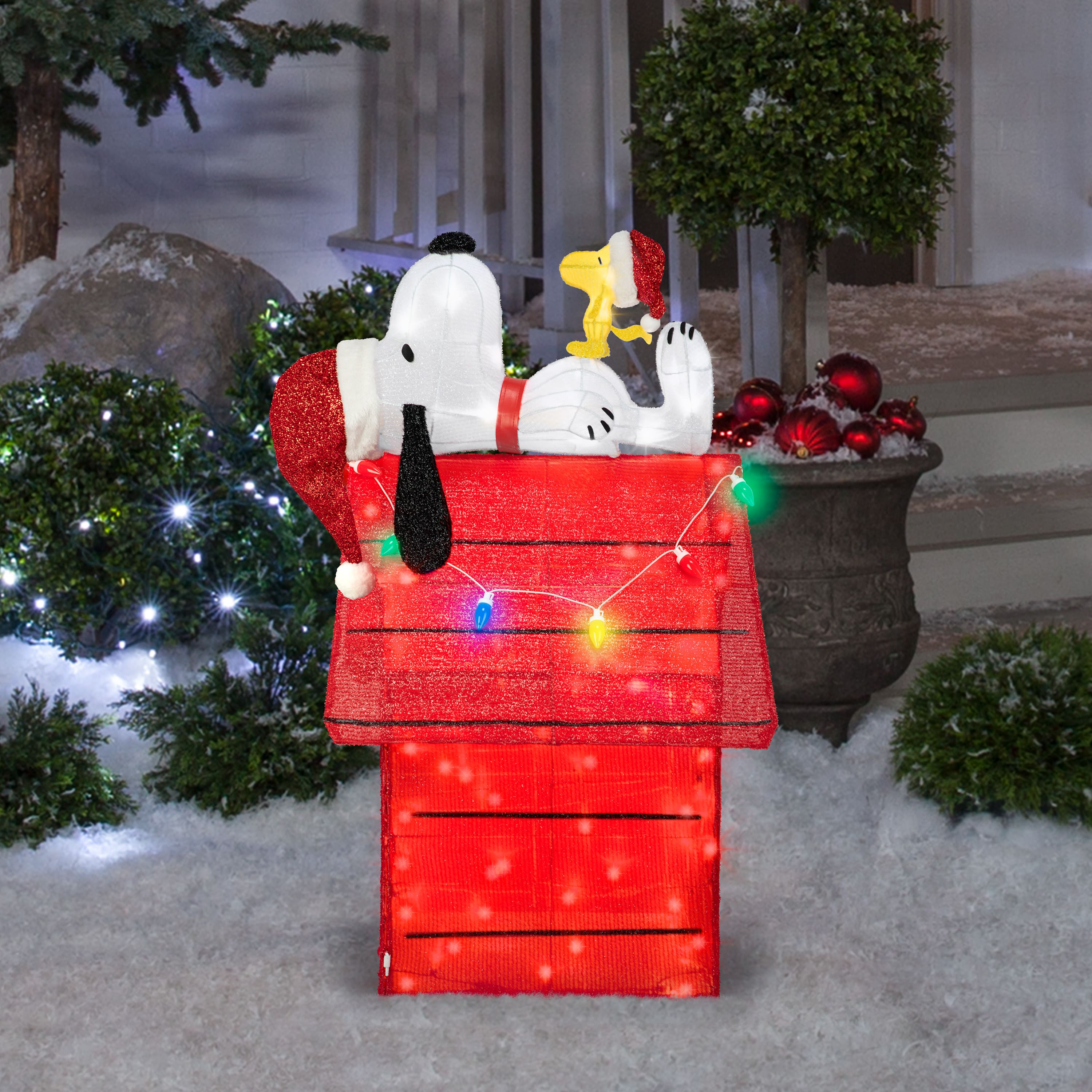 40.25" Peanuts® Snoopy on Doghouse 3D Tinsel Lighted Yard Décor