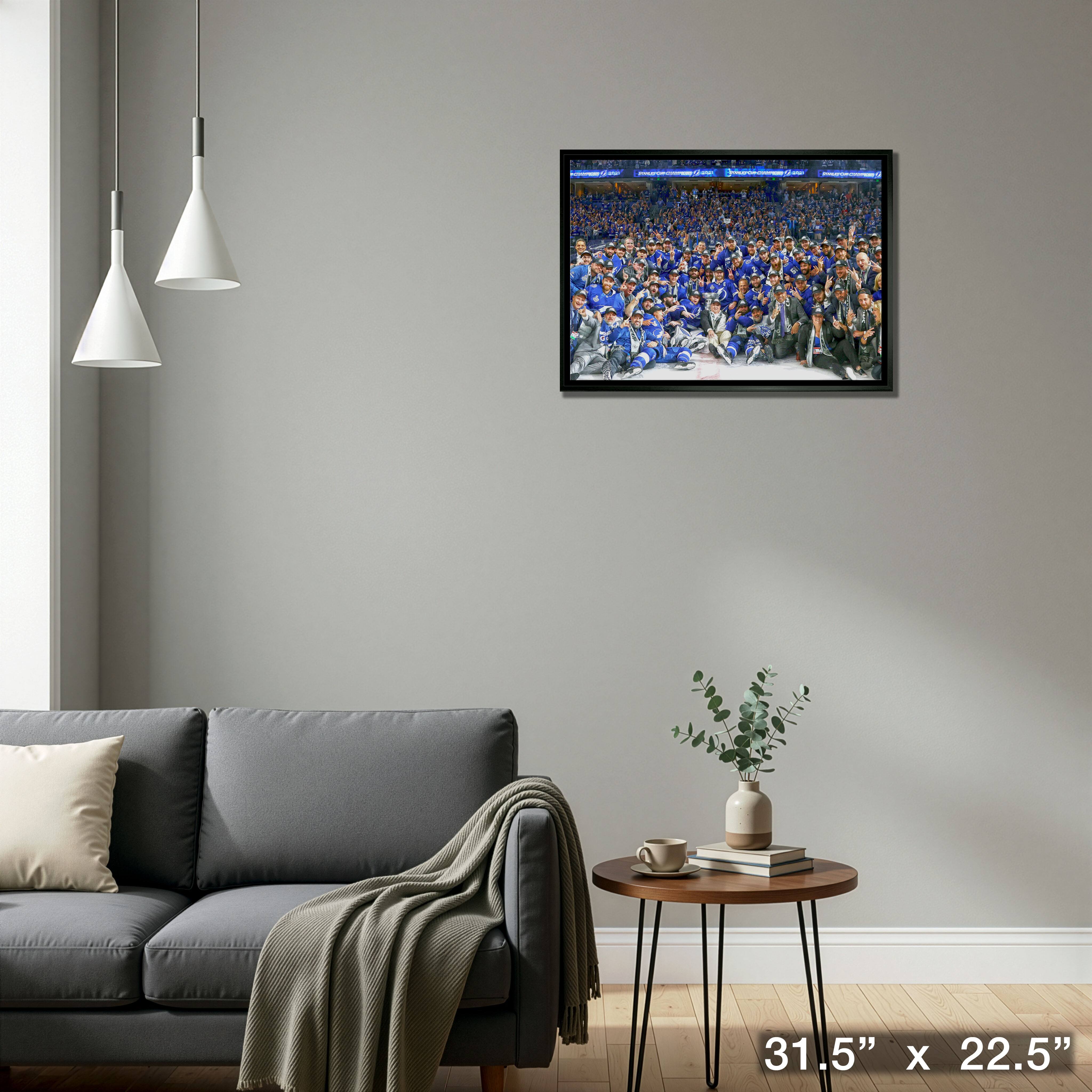 Tampa Bay Lightning Framed 20" x 29" 2021 Stanley Cup Champion Team Photo Canvas 31.5" x 22.5"